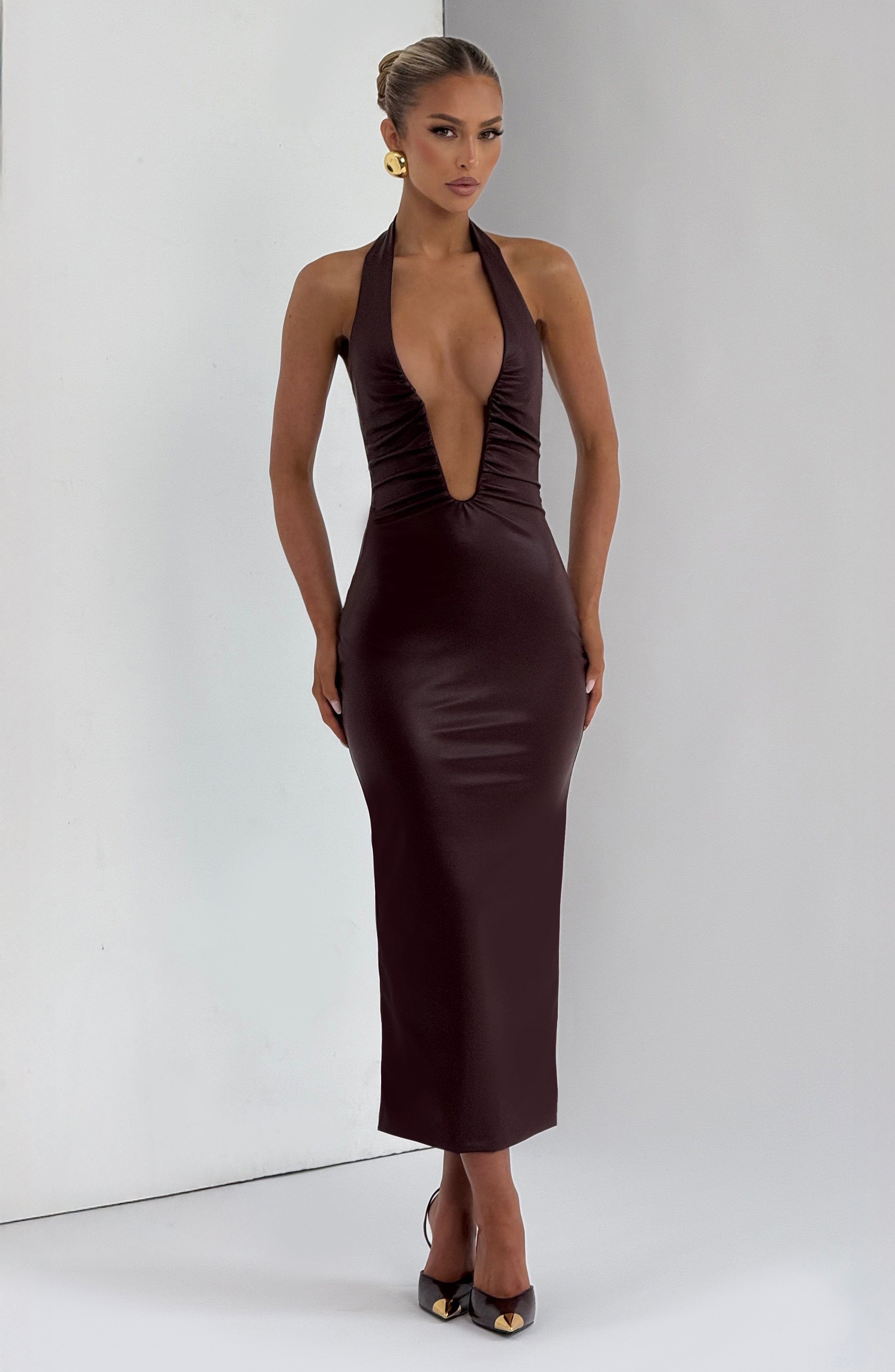 Burgundy Ainsley Midi Dress - ICYBOO