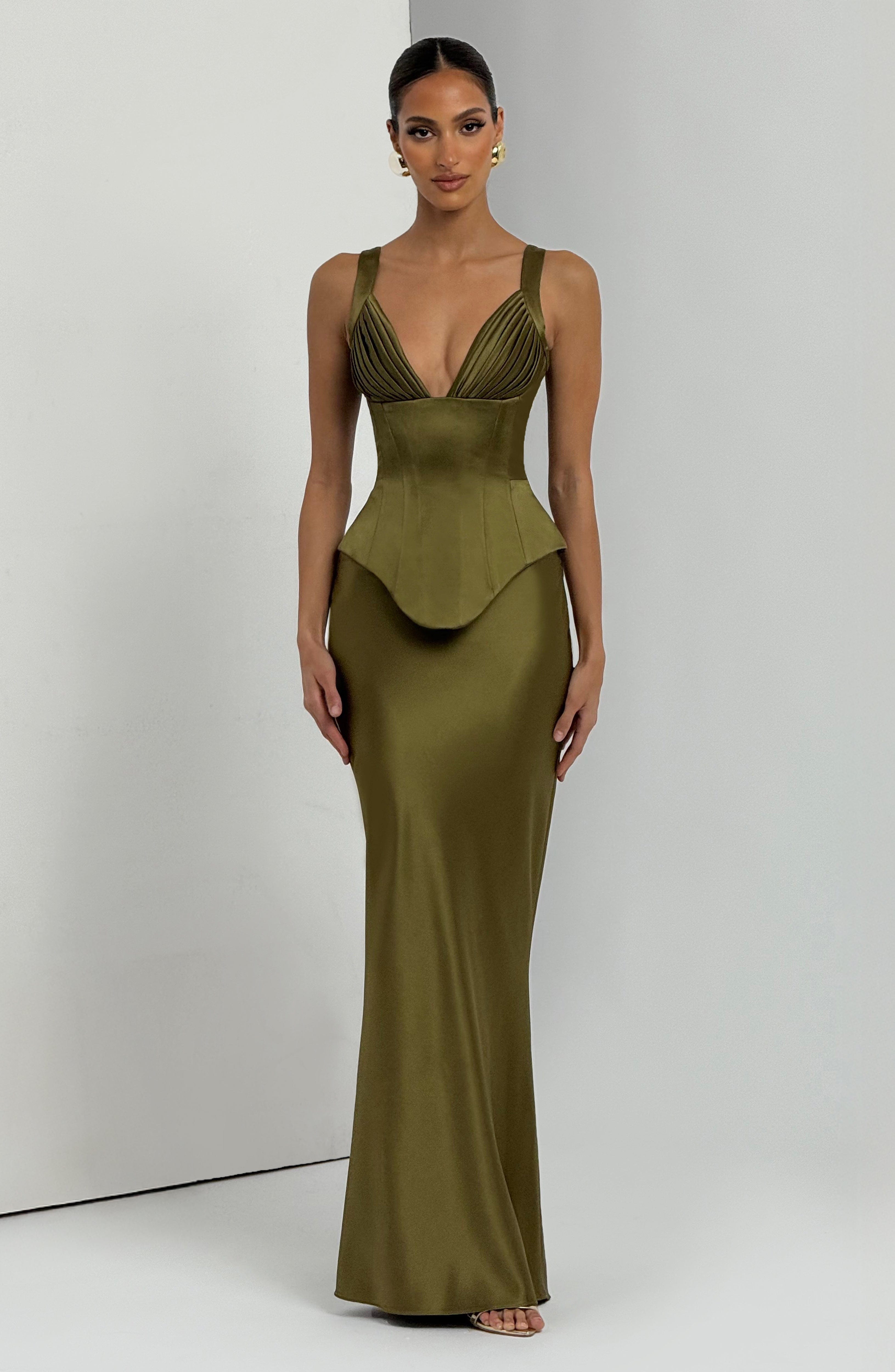 Maxi Skirt in Deep Olive - Atlanta Collection - ICYBOO