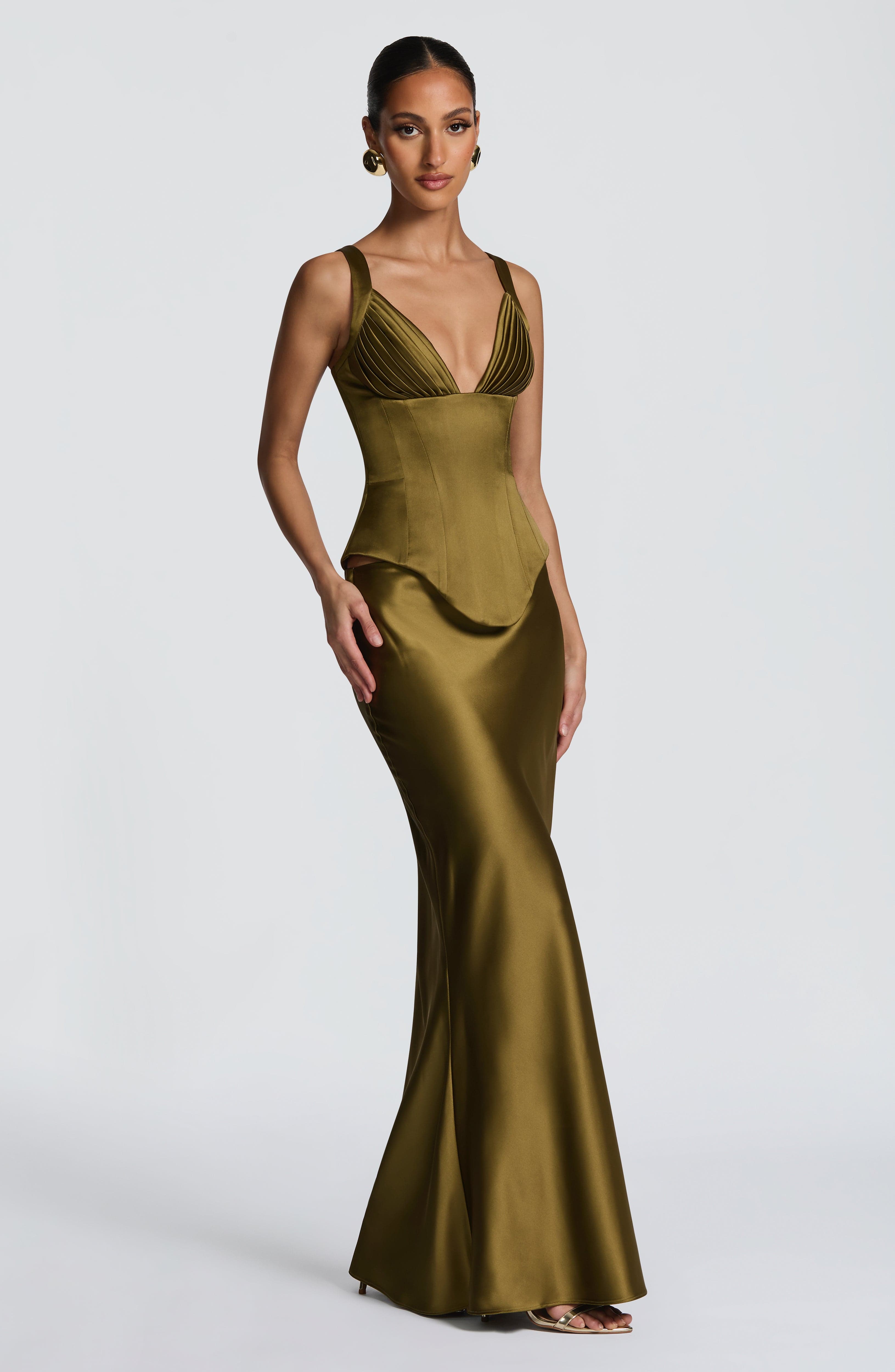 Maxi Skirt in Deep Olive - Atlanta Collection - ICYBOO