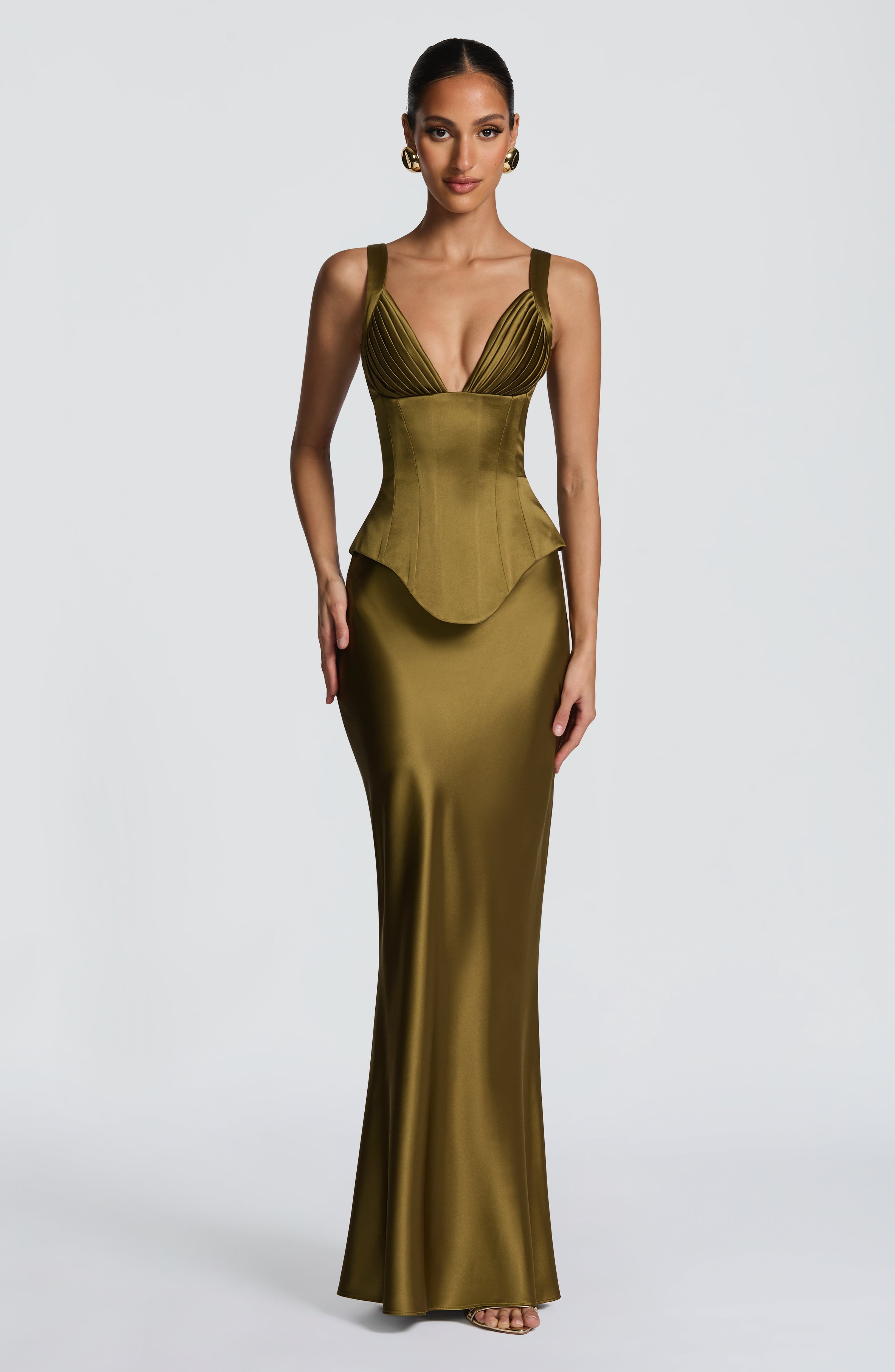 Maxi Skirt in Deep Olive - Atlanta Collection - ICYBOO