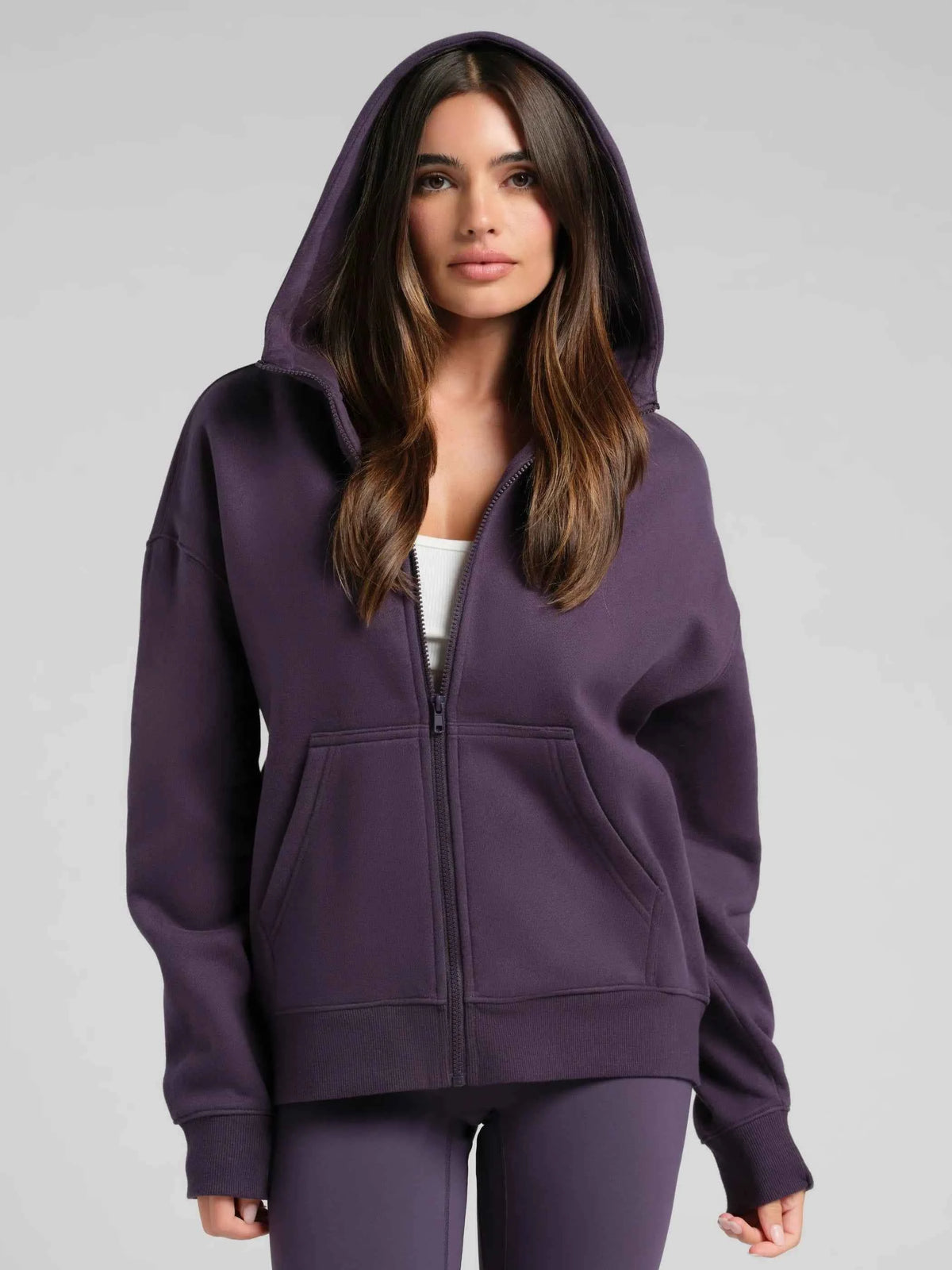 Basic Heavyweight Fleece Crop Zip Hoodie