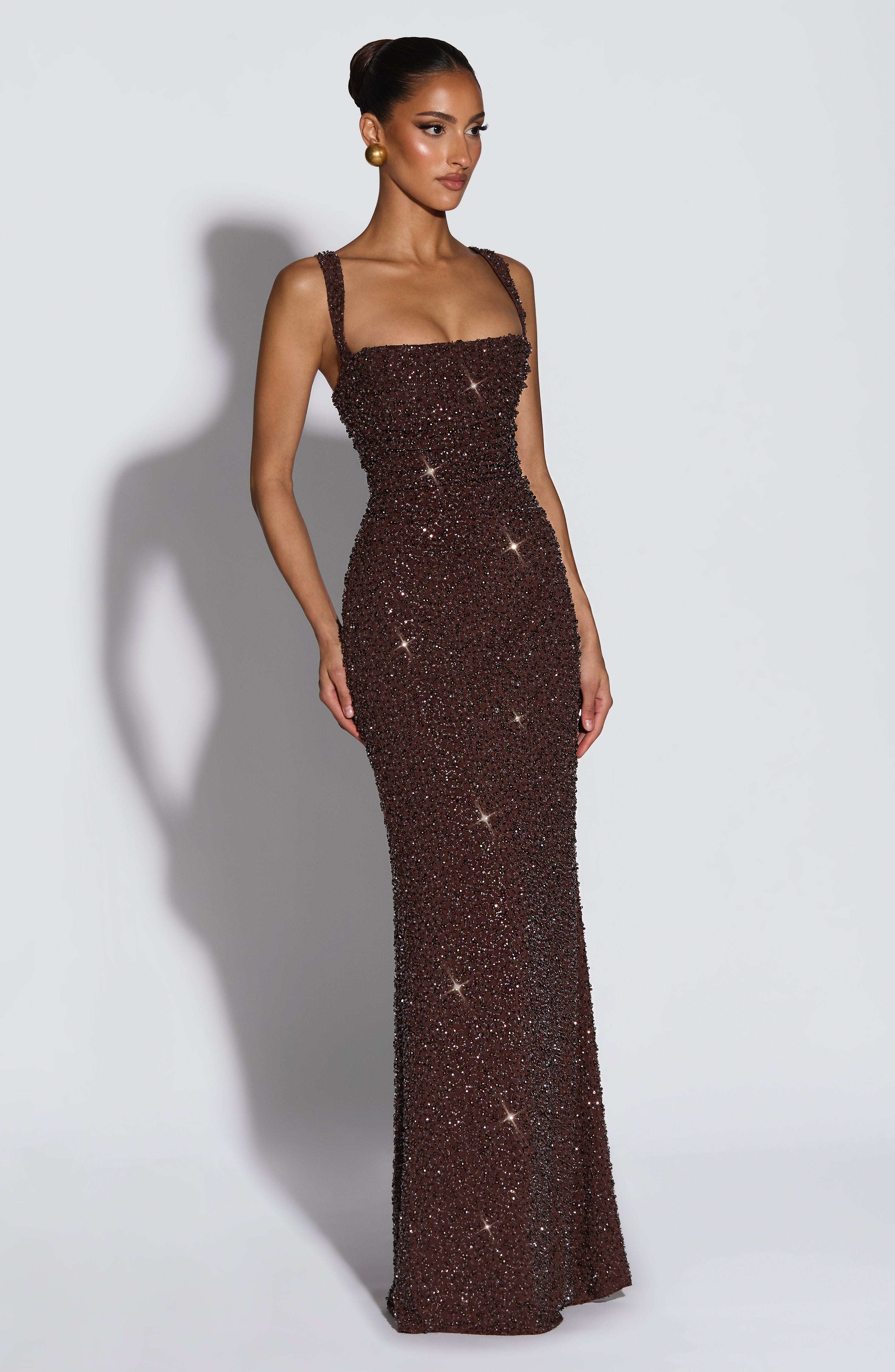 Calanthe Maxi Dress - Plum Brown Sparkle - ICYBOO