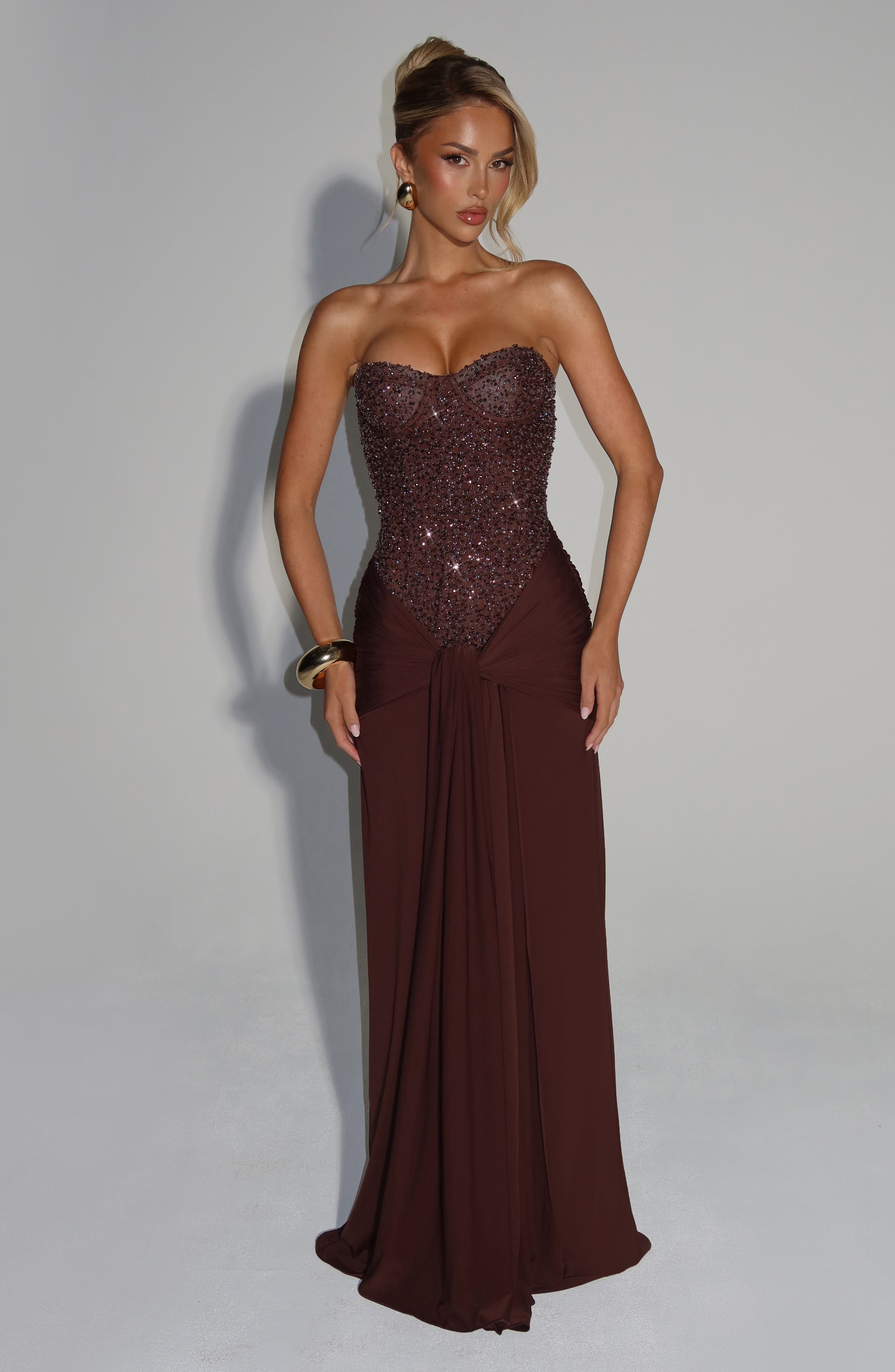 Plum Brown Carina Maxi Dress - ICYBOO