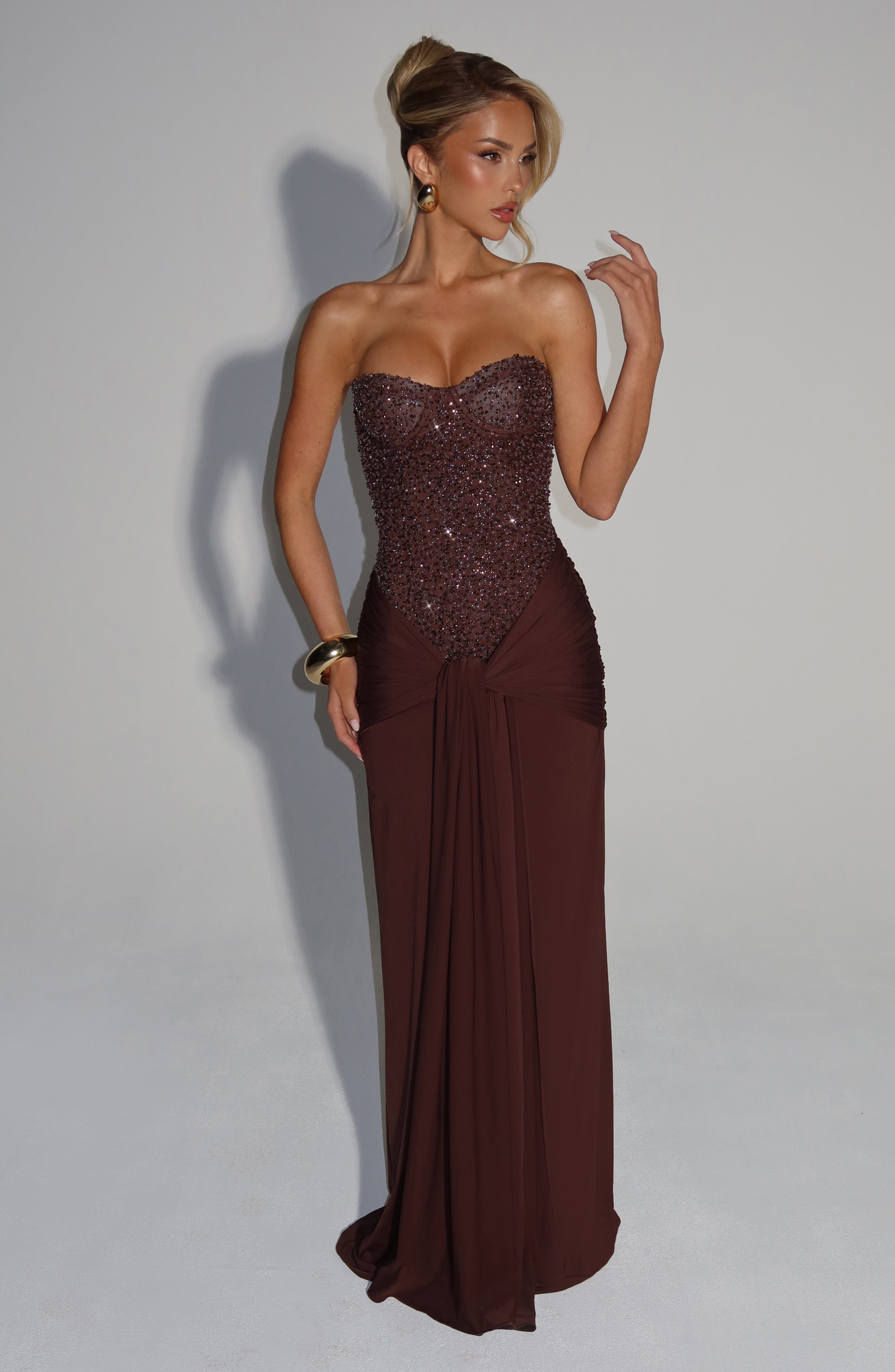 Plum Brown Carina Maxi Dress - ICYBOO