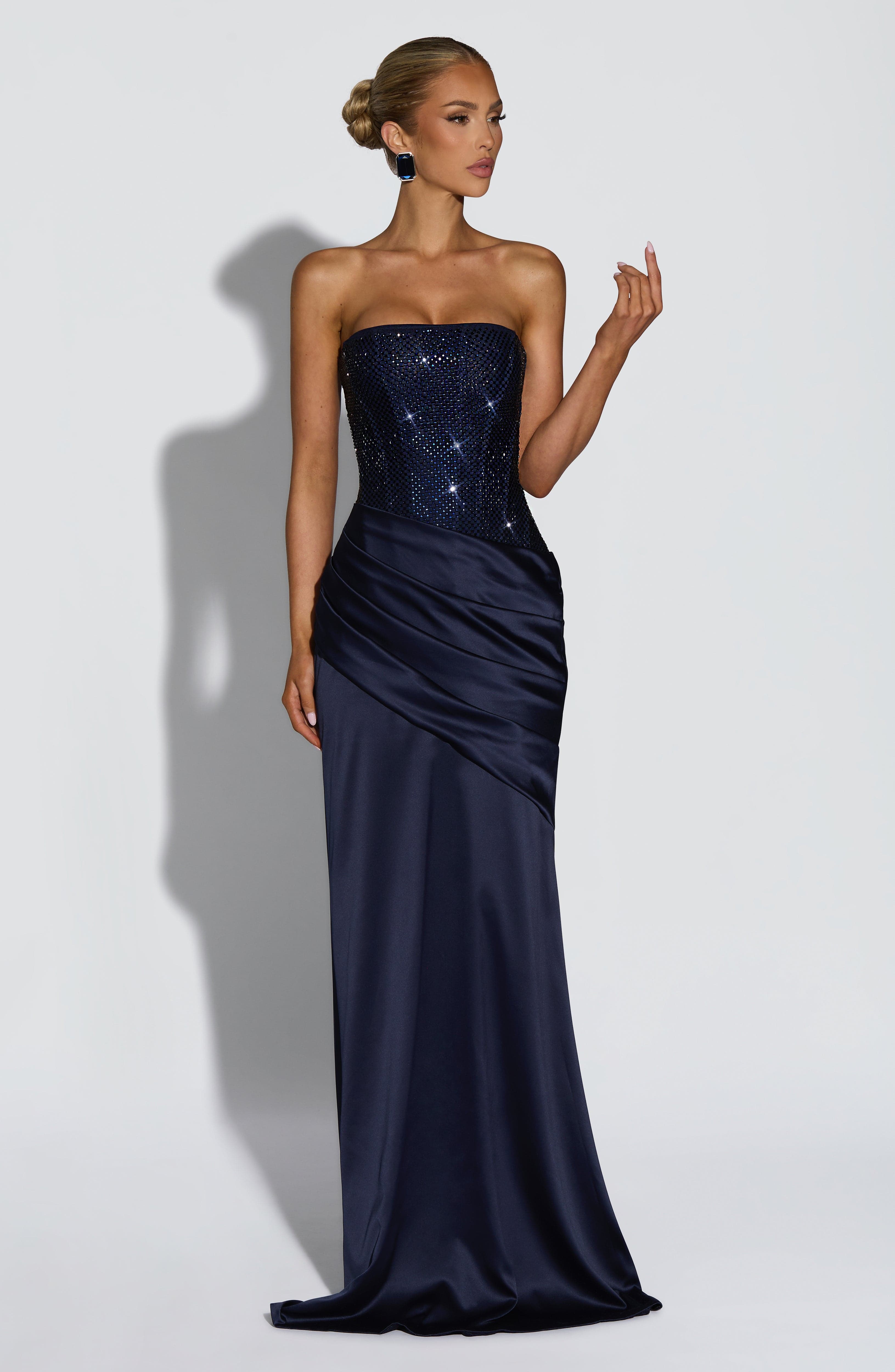 Celestia Navy Maxi Dress - ICYBOO