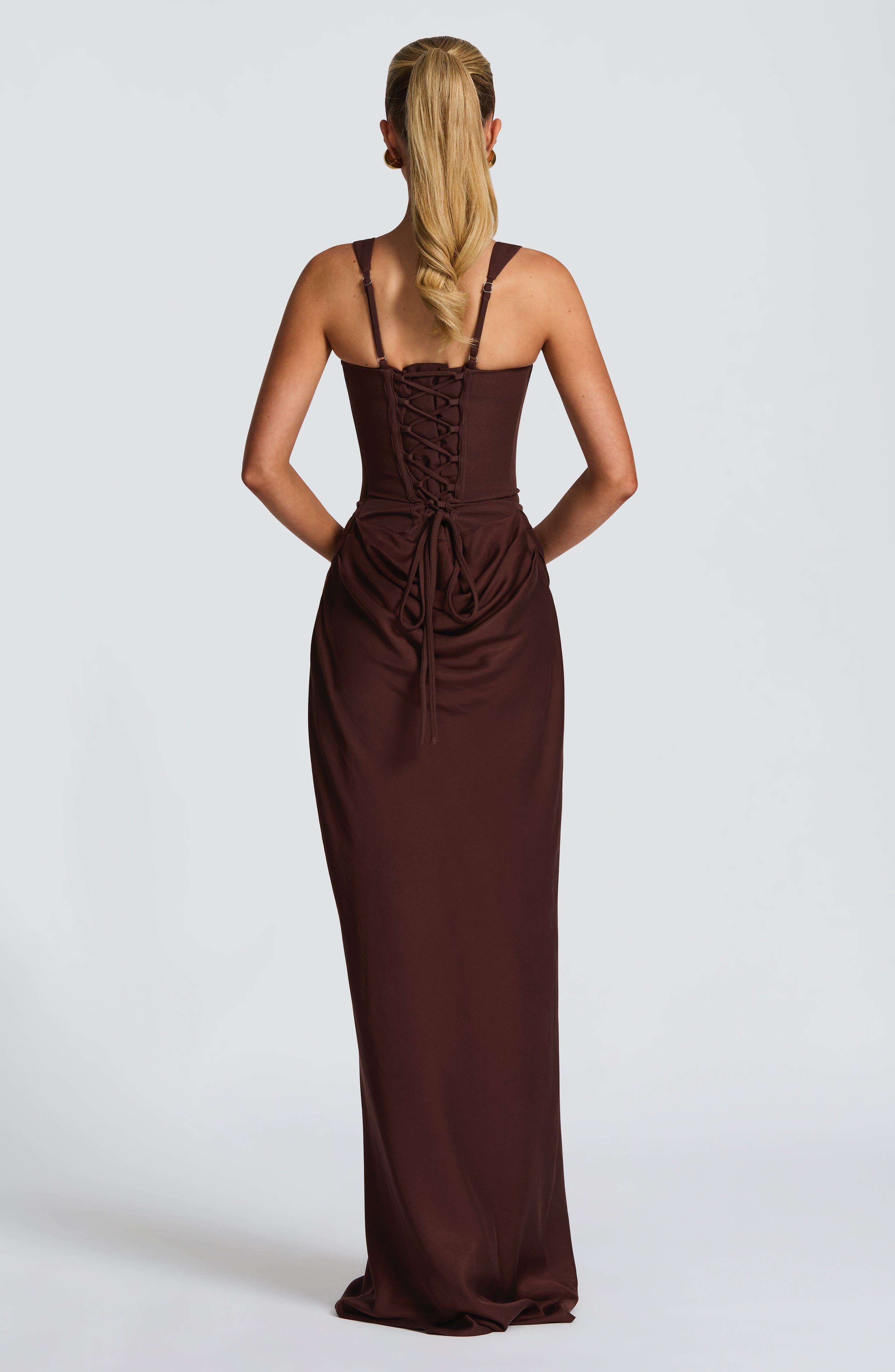 Cornelia Maxi Dress - Plum Brown - ICYBOO