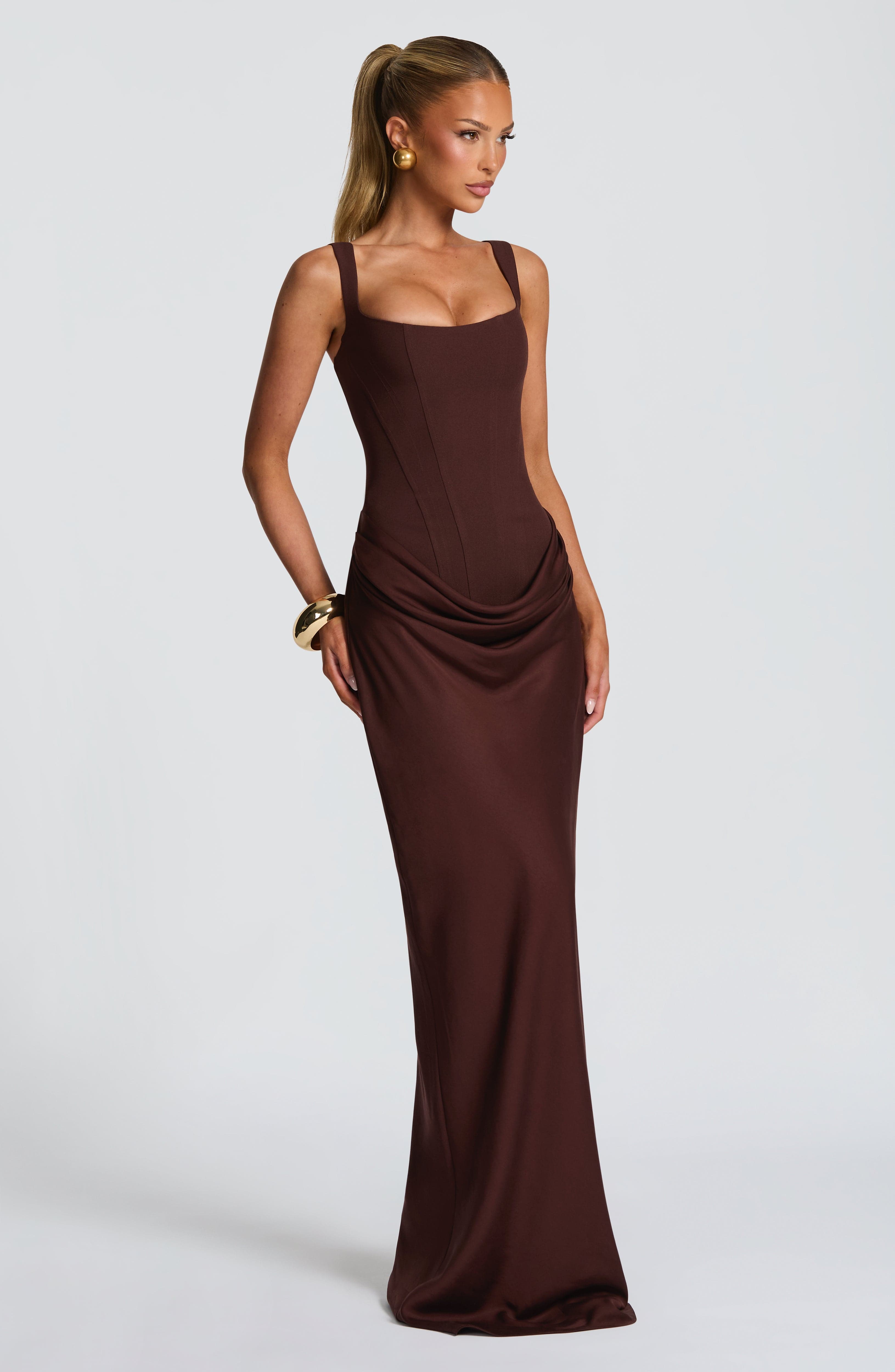 Cornelia Maxi Dress - Plum Brown - ICYBOO