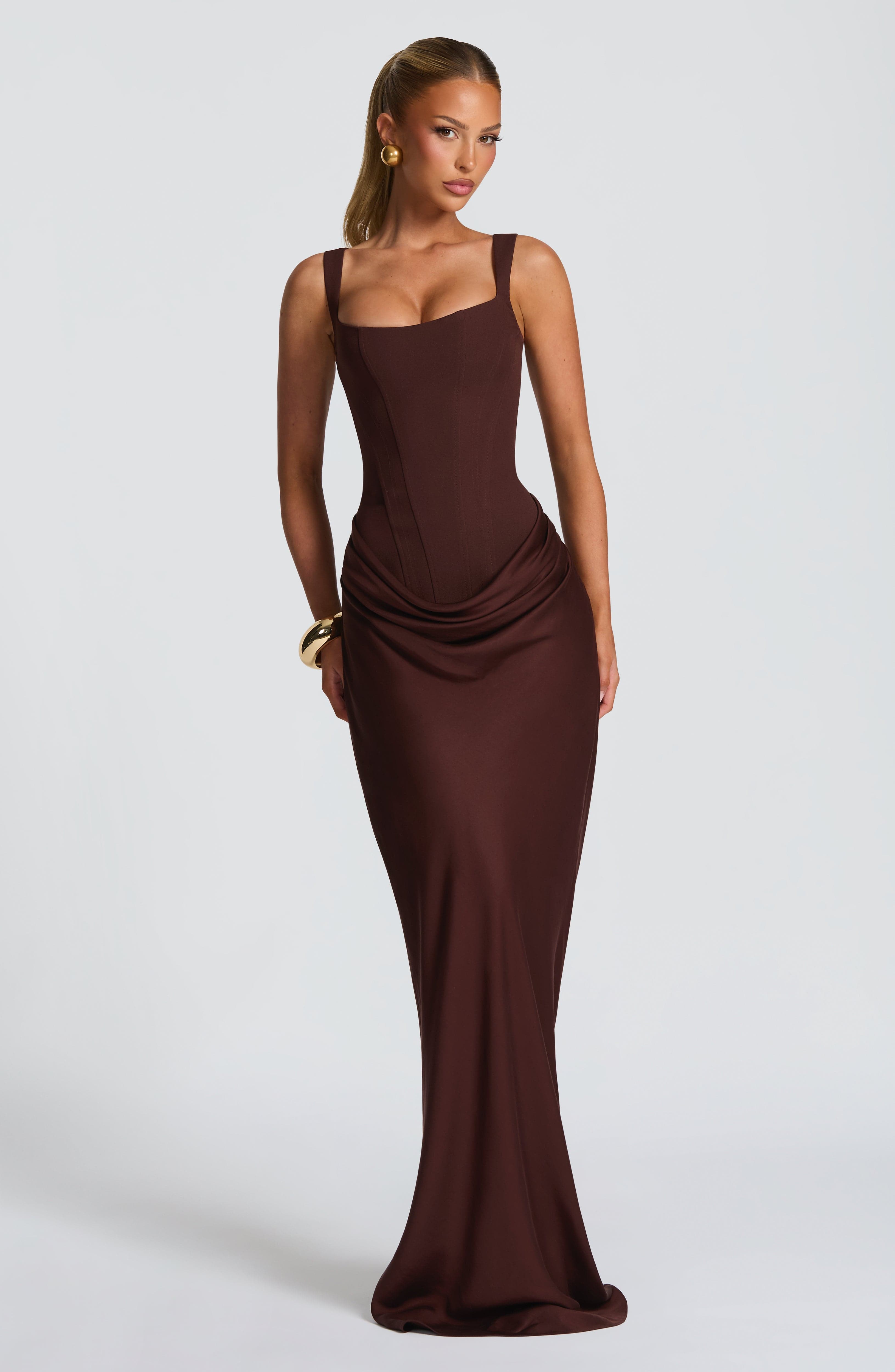 Cornelia Maxi Dress - Plum Brown - ICYBOO