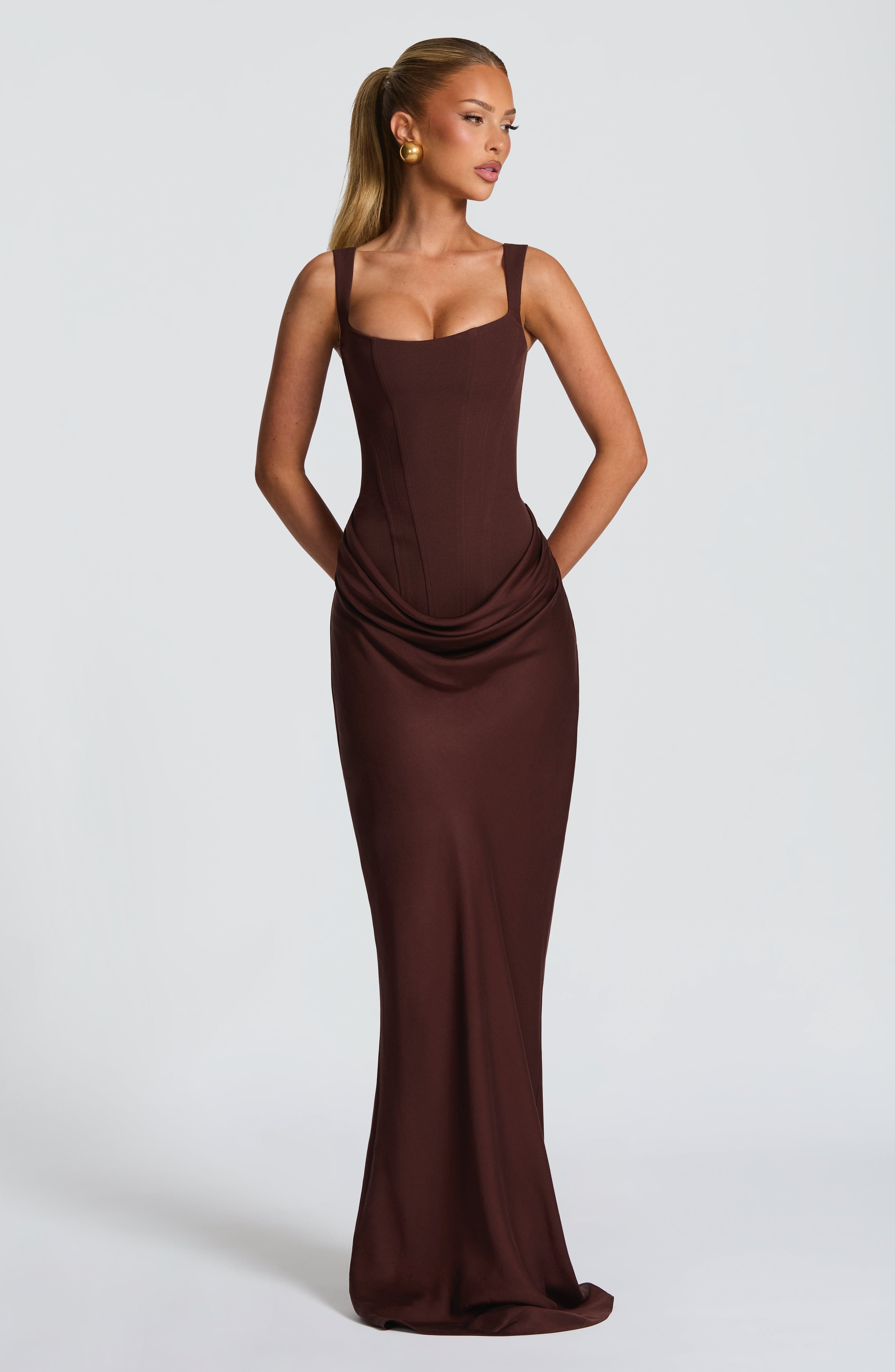 Cornelia Maxi Dress - Plum Brown - ICYBOO