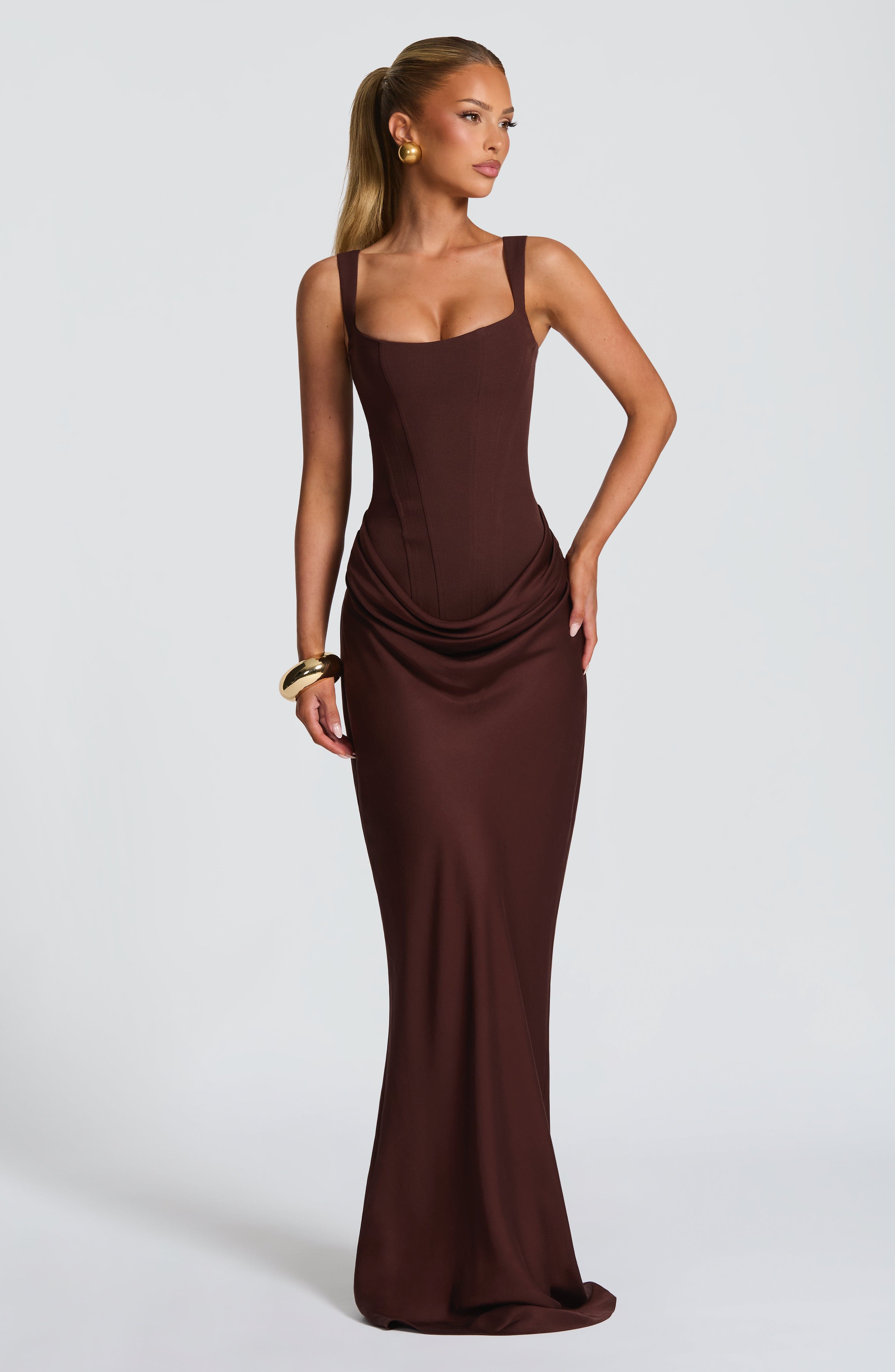 Cornelia Maxi Dress - Plum Brown - ICYBOO