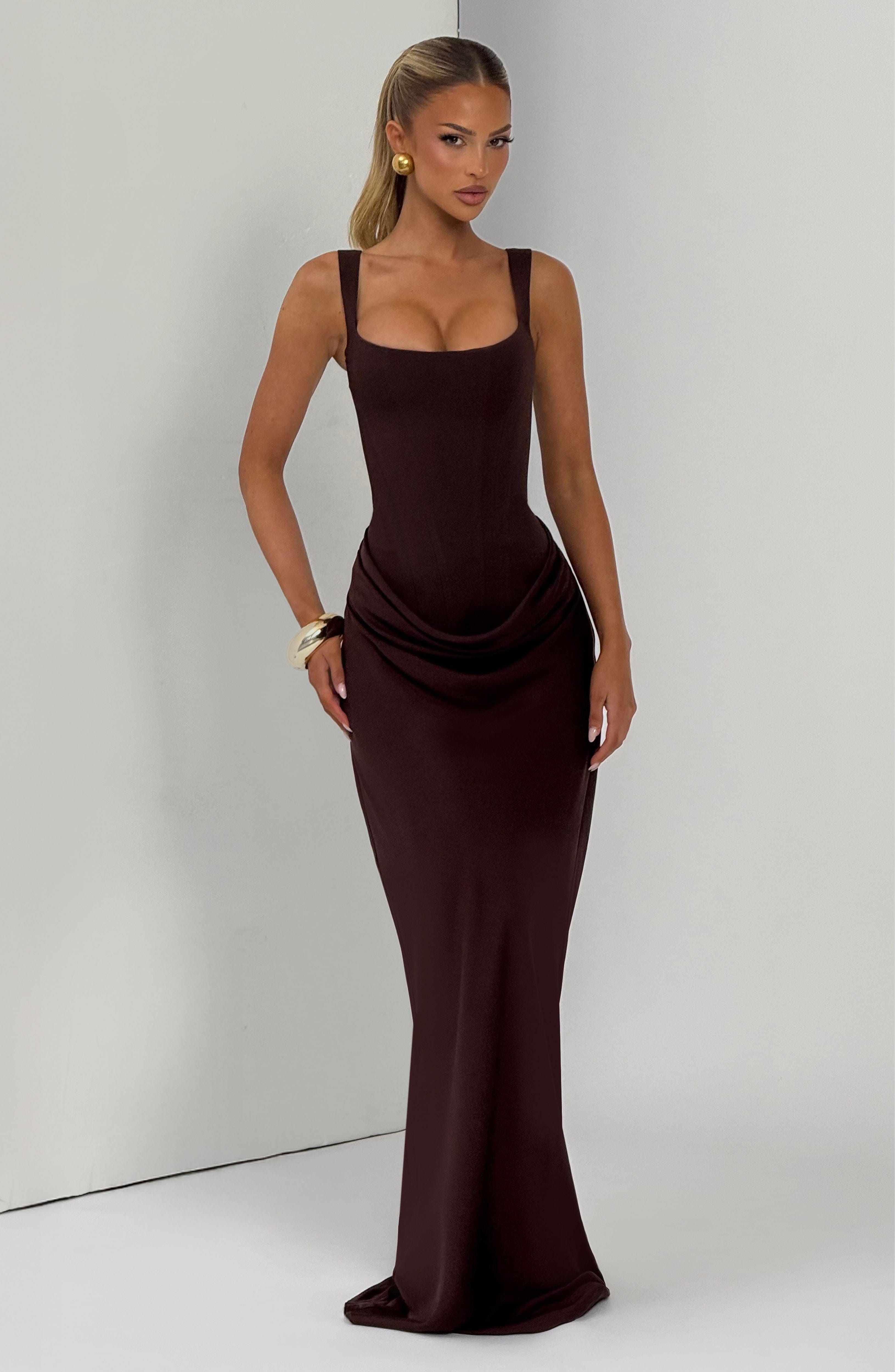 Cornelia Maxi Dress - Plum Brown - ICYBOO