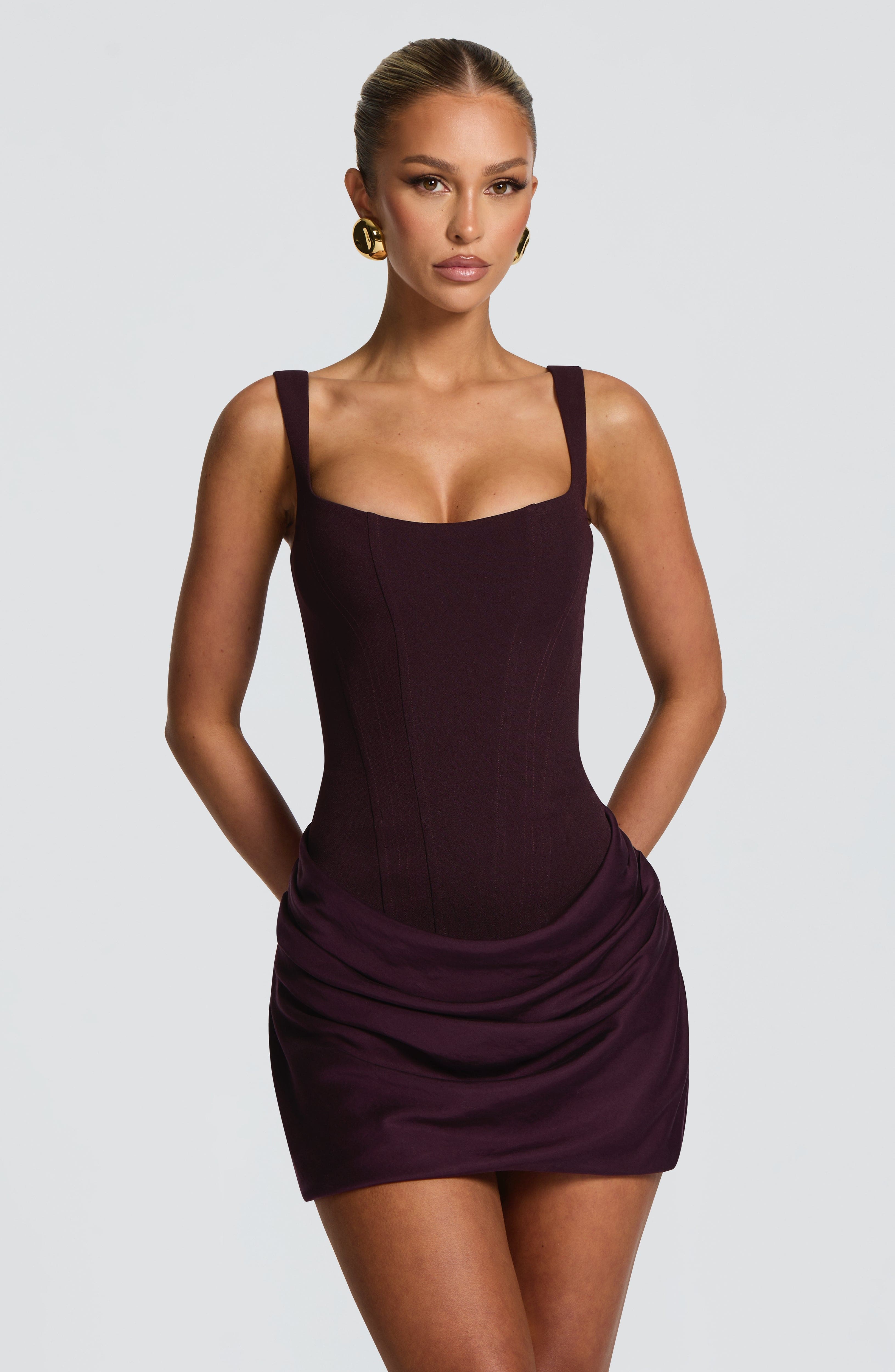 Cornelia Plum Mini Dress - ICYBOO