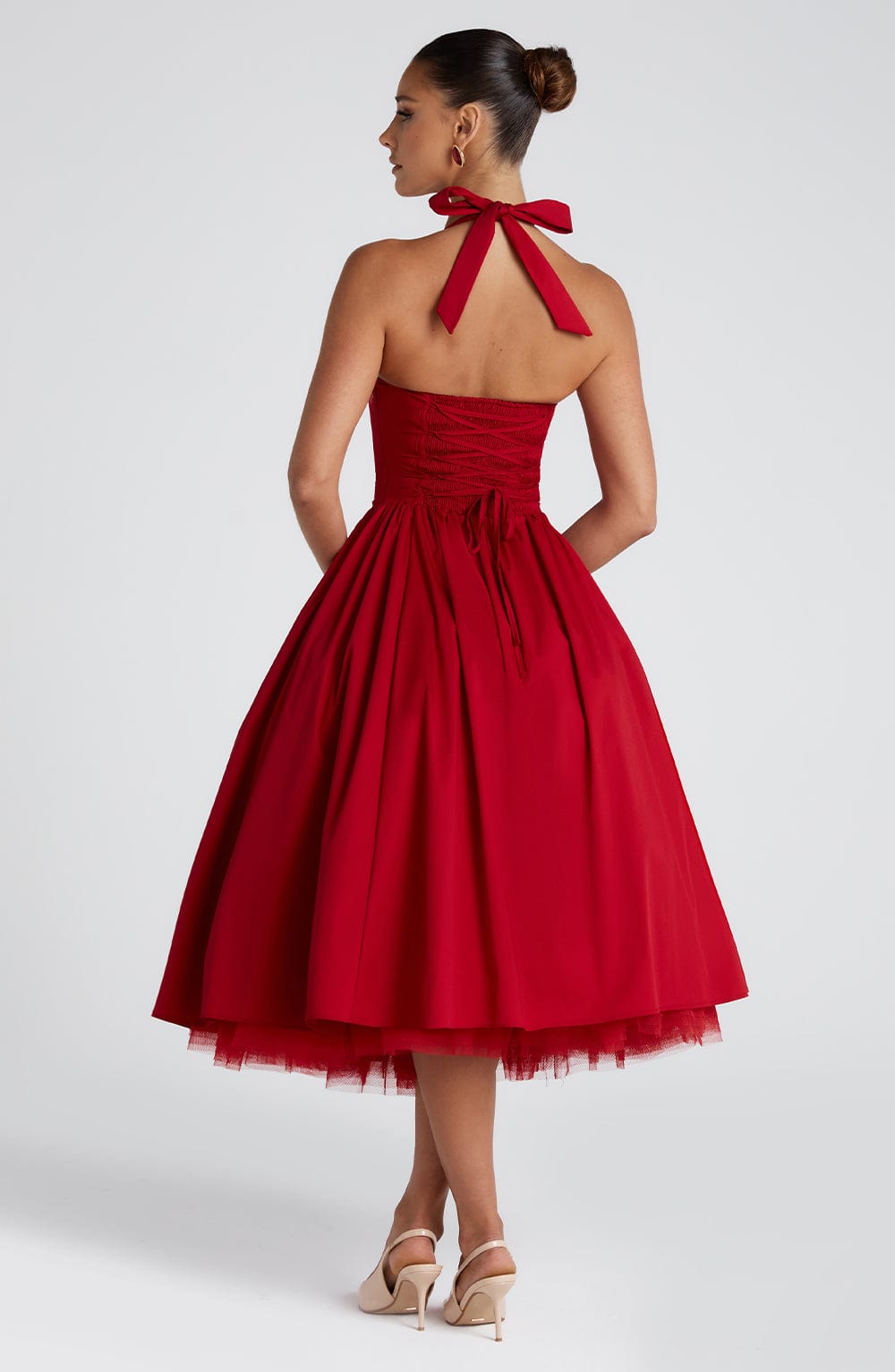 Cressida Red Midi Dress - ICYBOO