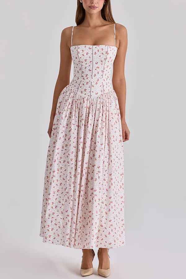 Romantic Countryside | SLEEVELESS FLORAL MIDI VACATION DRESS