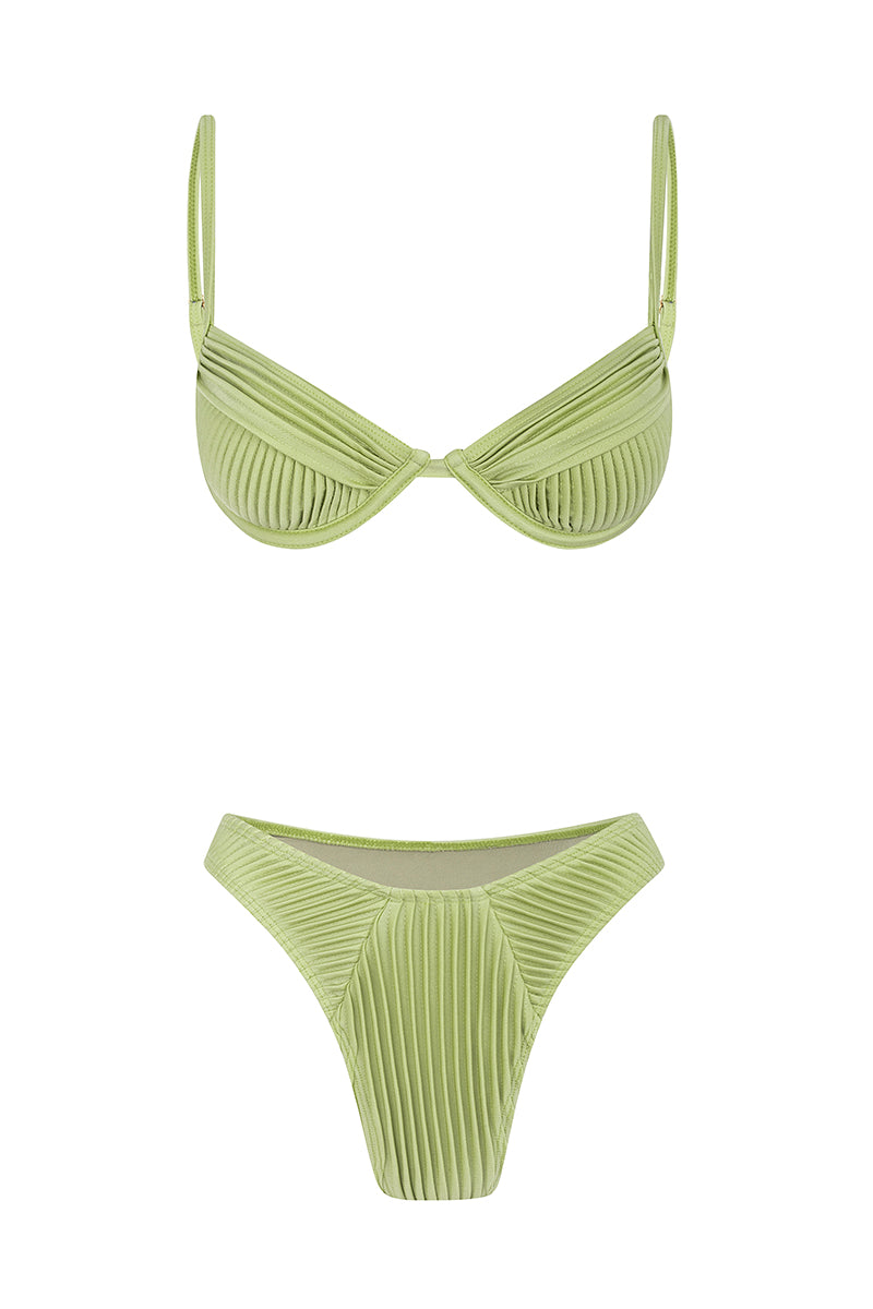 Deja Vu Pleated Underwired Summer Bikini - Lime Green