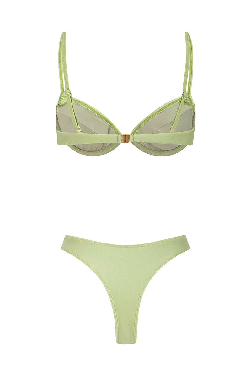 Deja Vu Pleated Underwired Summer Bikini - Lime Green