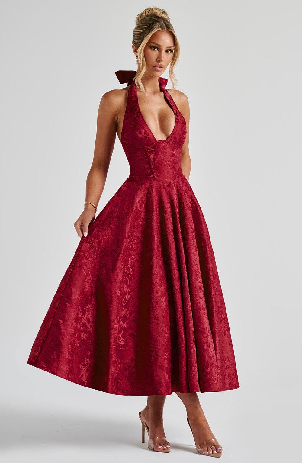 Effie Red Midi Dress - ICYBOO