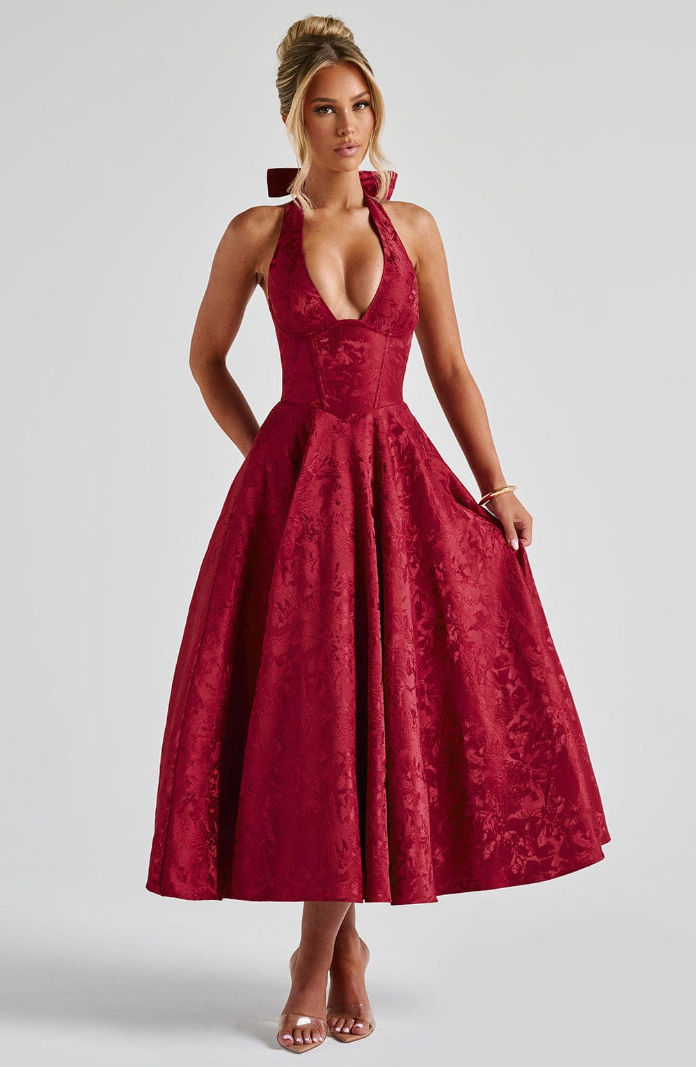 Effie Red Midi Dress - ICYBOO