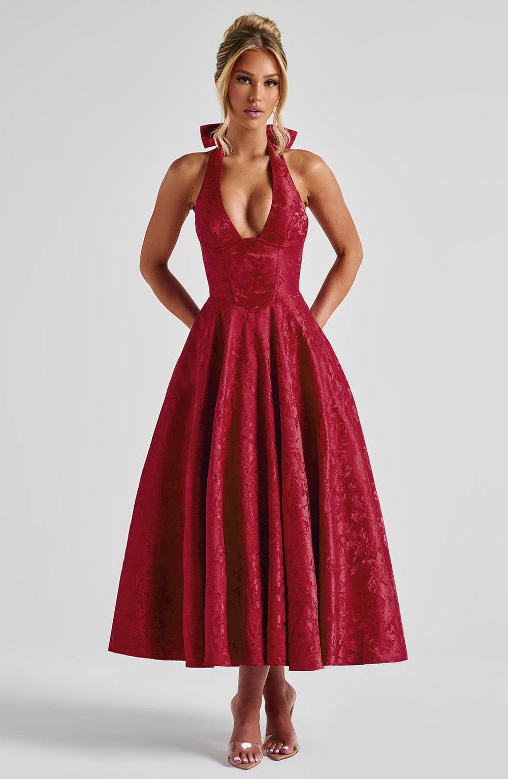 Effie Red Midi Dress - ICYBOO
