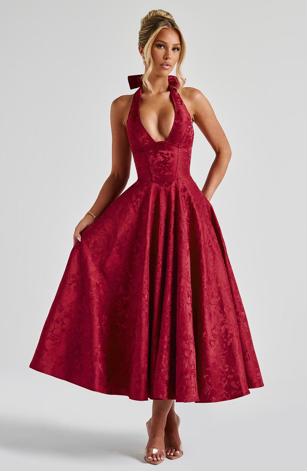 Effie Red Midi Dress - ICYBOO
