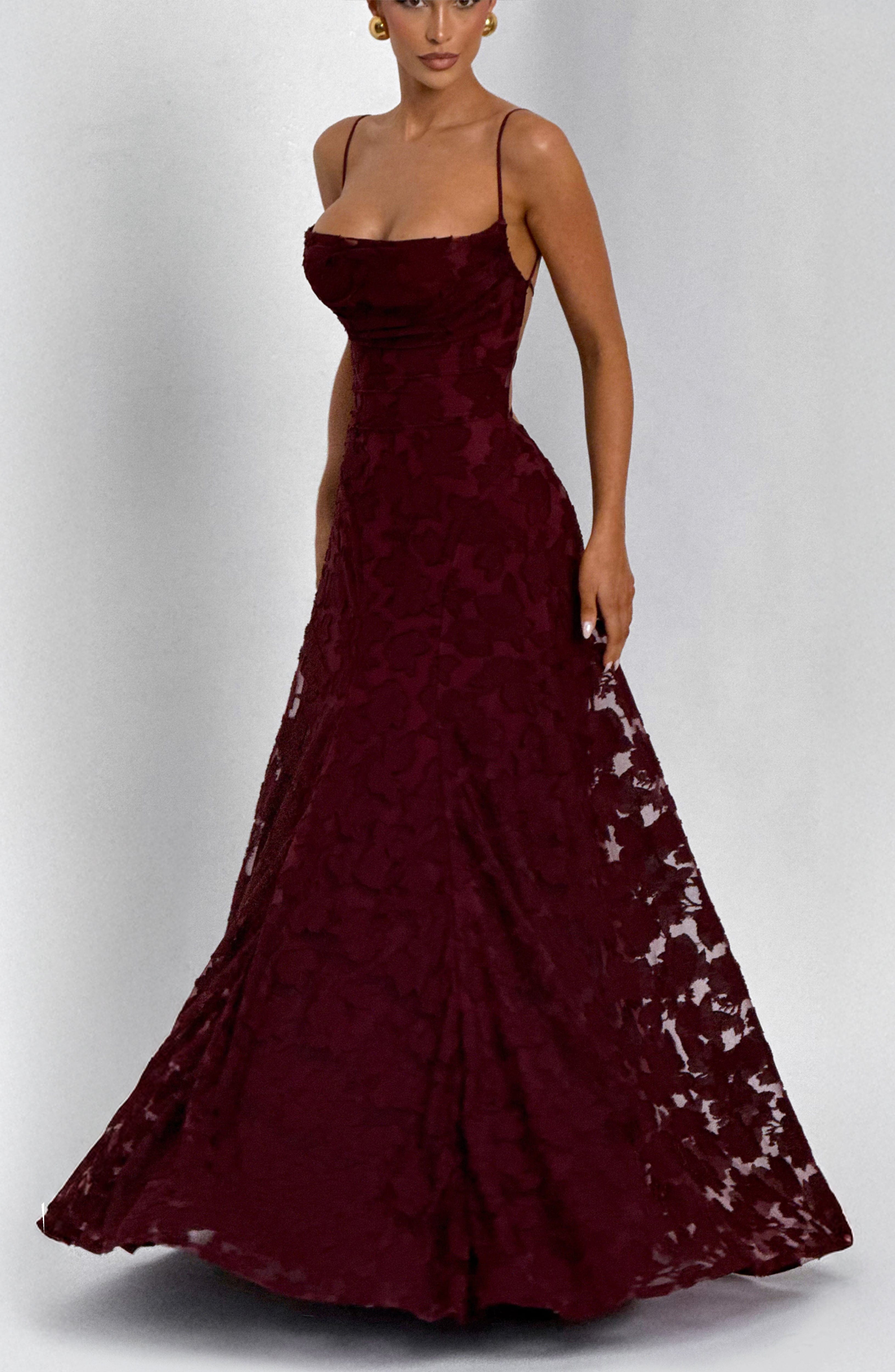 Francis Cherry Lacquer Maxi Dress - ICYBOO