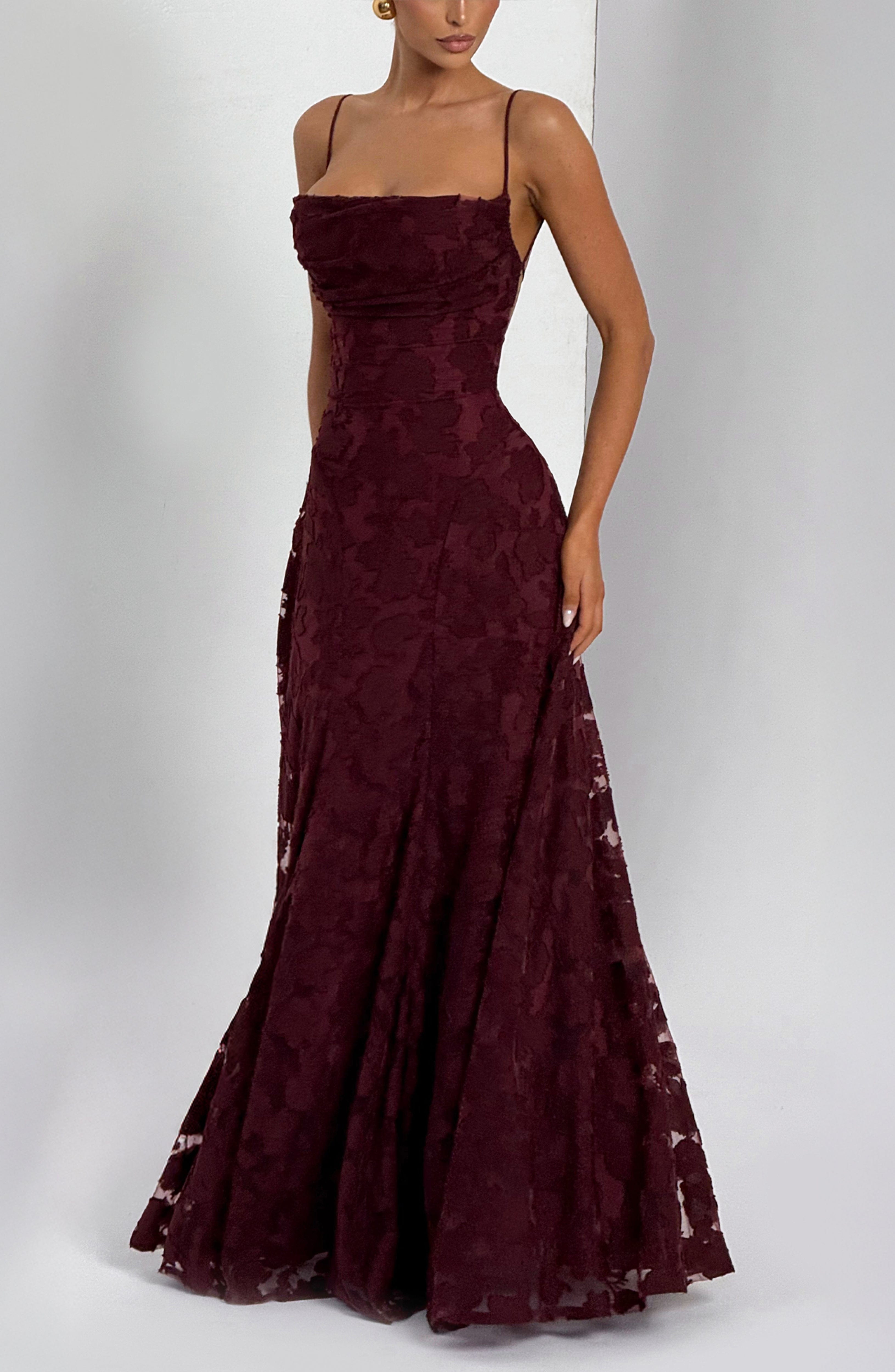 Francis Cherry Lacquer Maxi Dress - ICYBOO