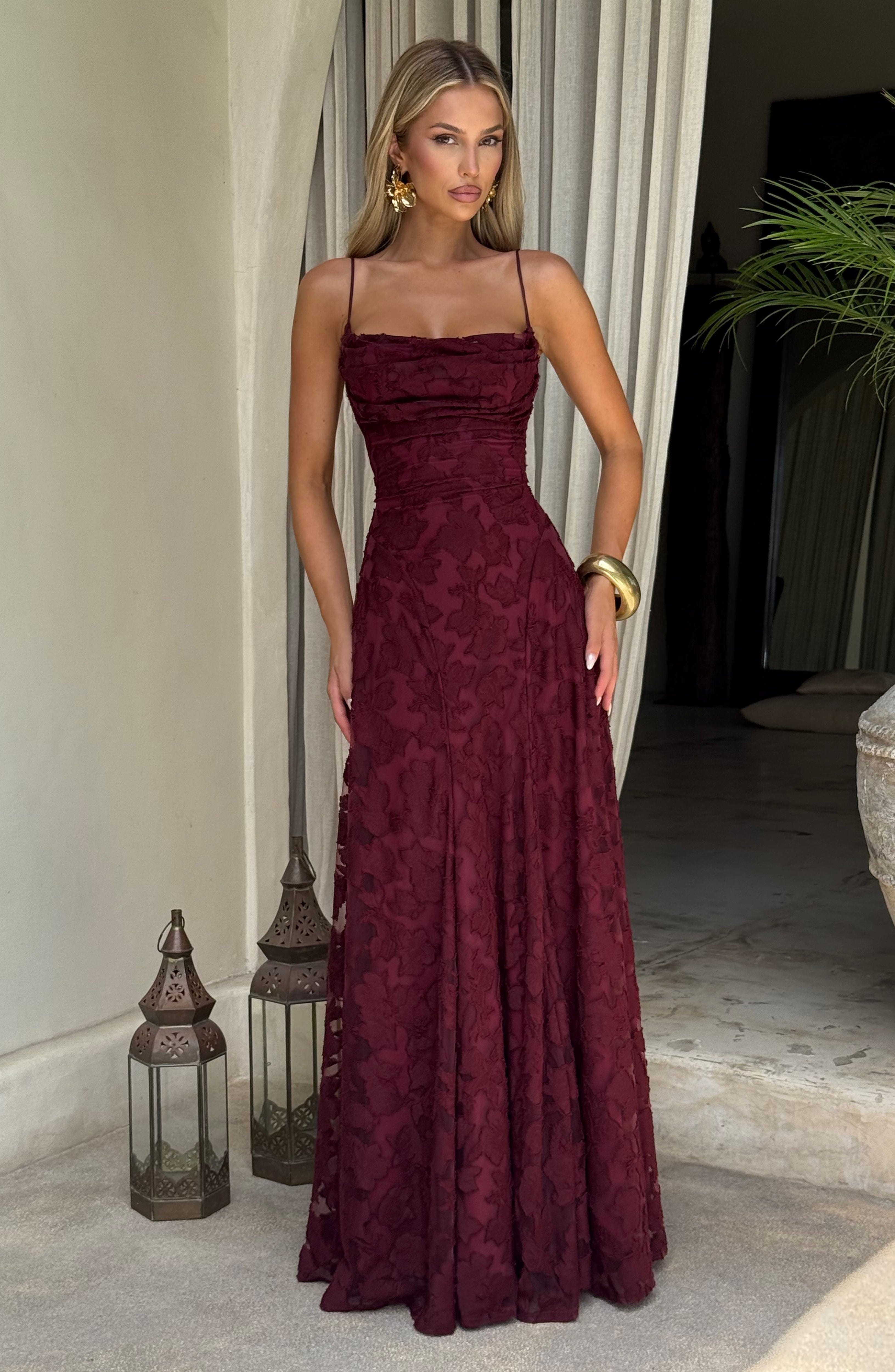 Francis Cherry Lacquer Maxi Dress - ICYBOO