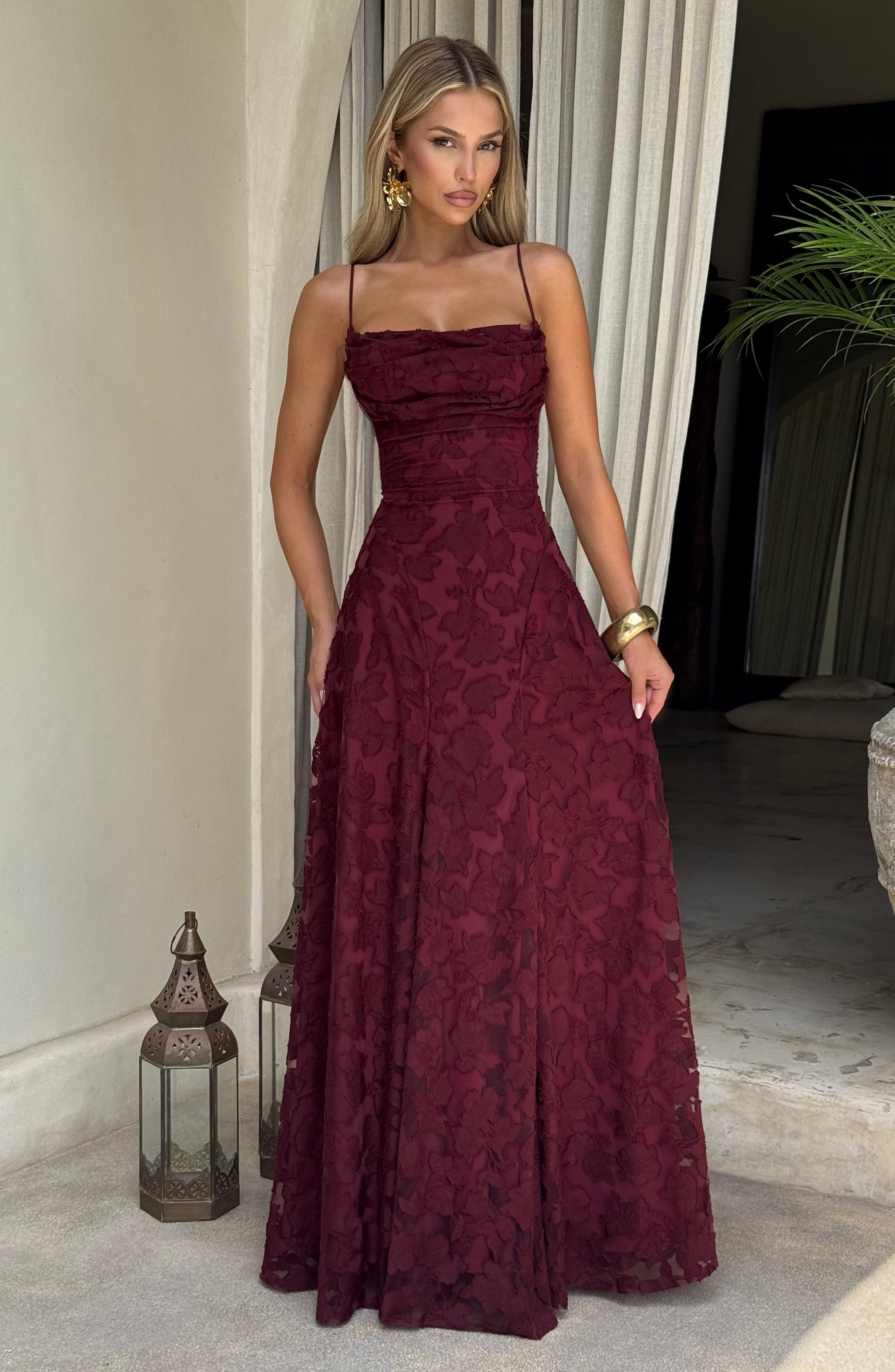 Francis Cherry Lacquer Maxi Dress - ICYBOO