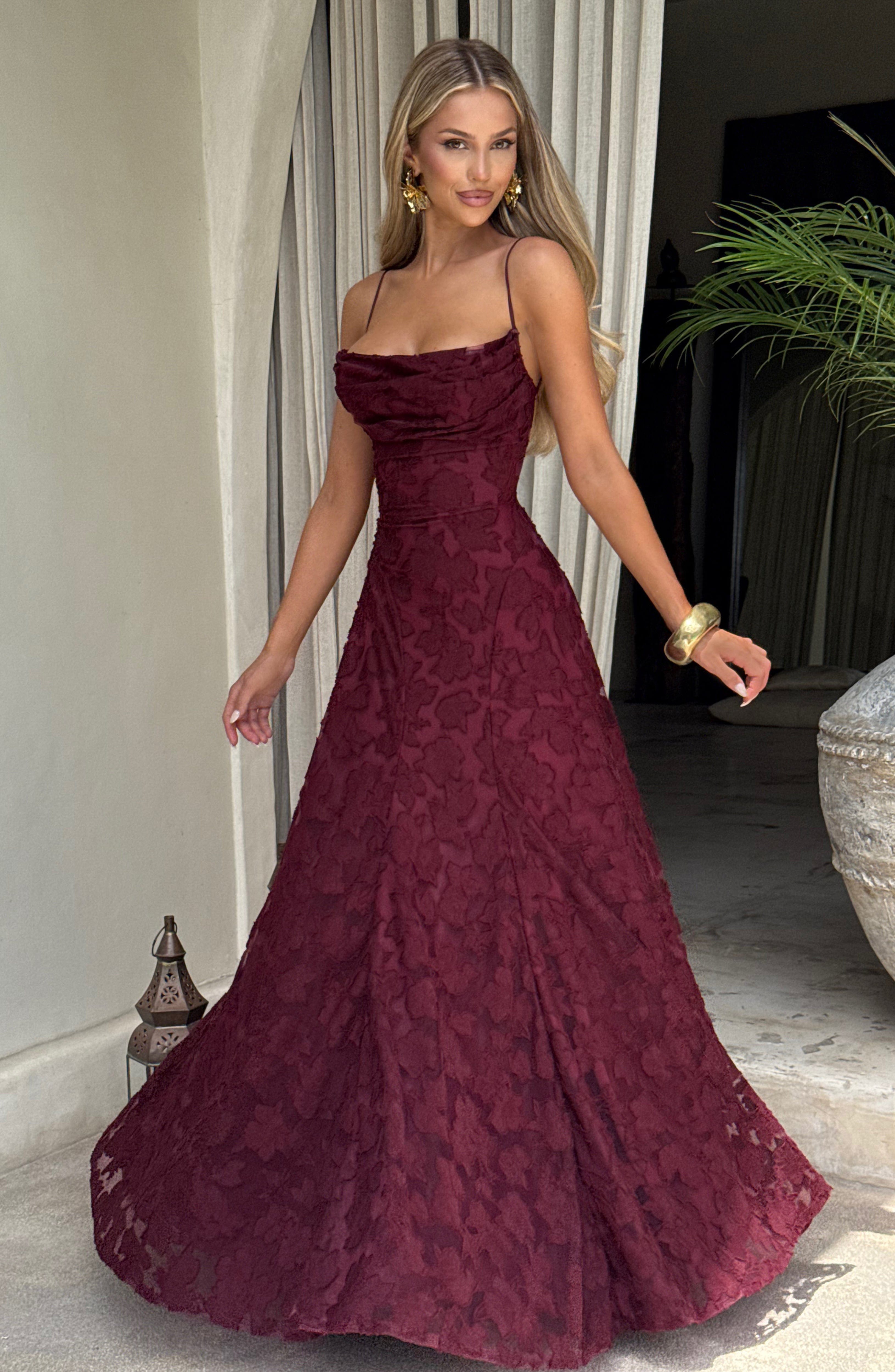 Francis Cherry Lacquer Maxi Dress - ICYBOO