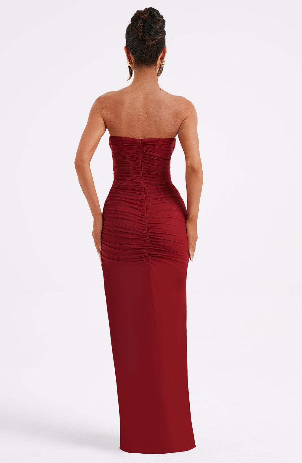 Giovanna Wine-Colored Maxi Dress - ICYBOO