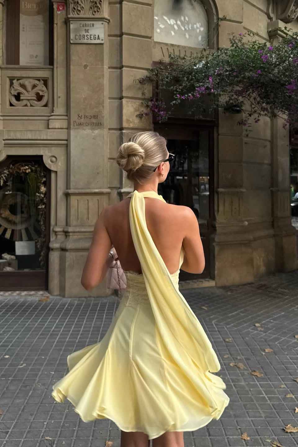 Glamorous Daffodil | SLEEVELESS BACKLESS MINI HOMECOMING EVENING DRESS