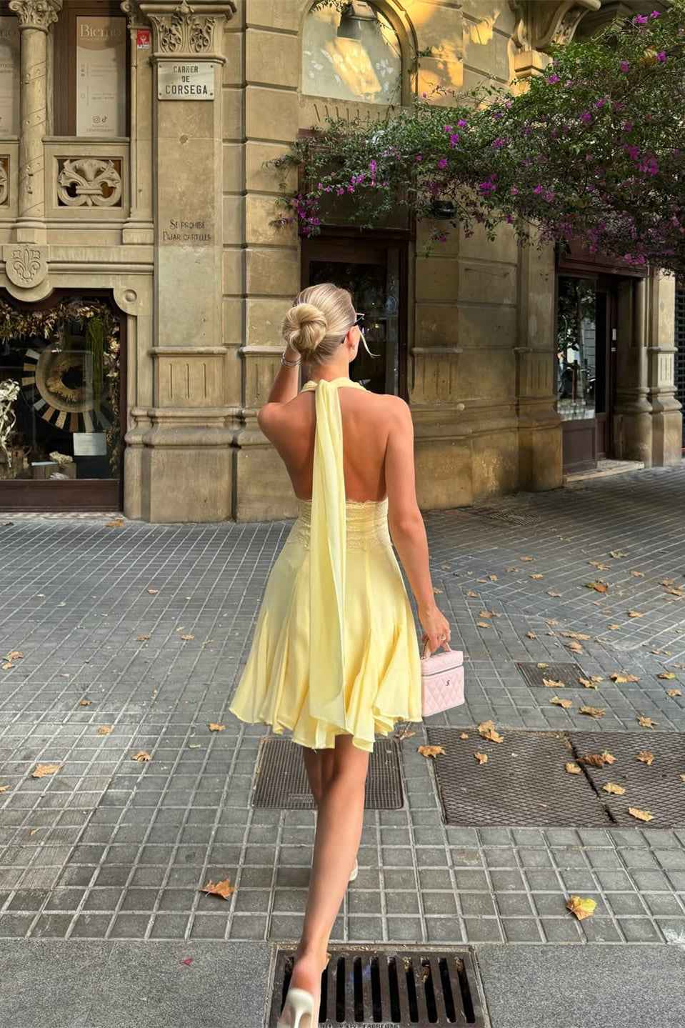 Glamorous Daffodil | SLEEVELESS BACKLESS MINI HOMECOMING EVENING DRESS