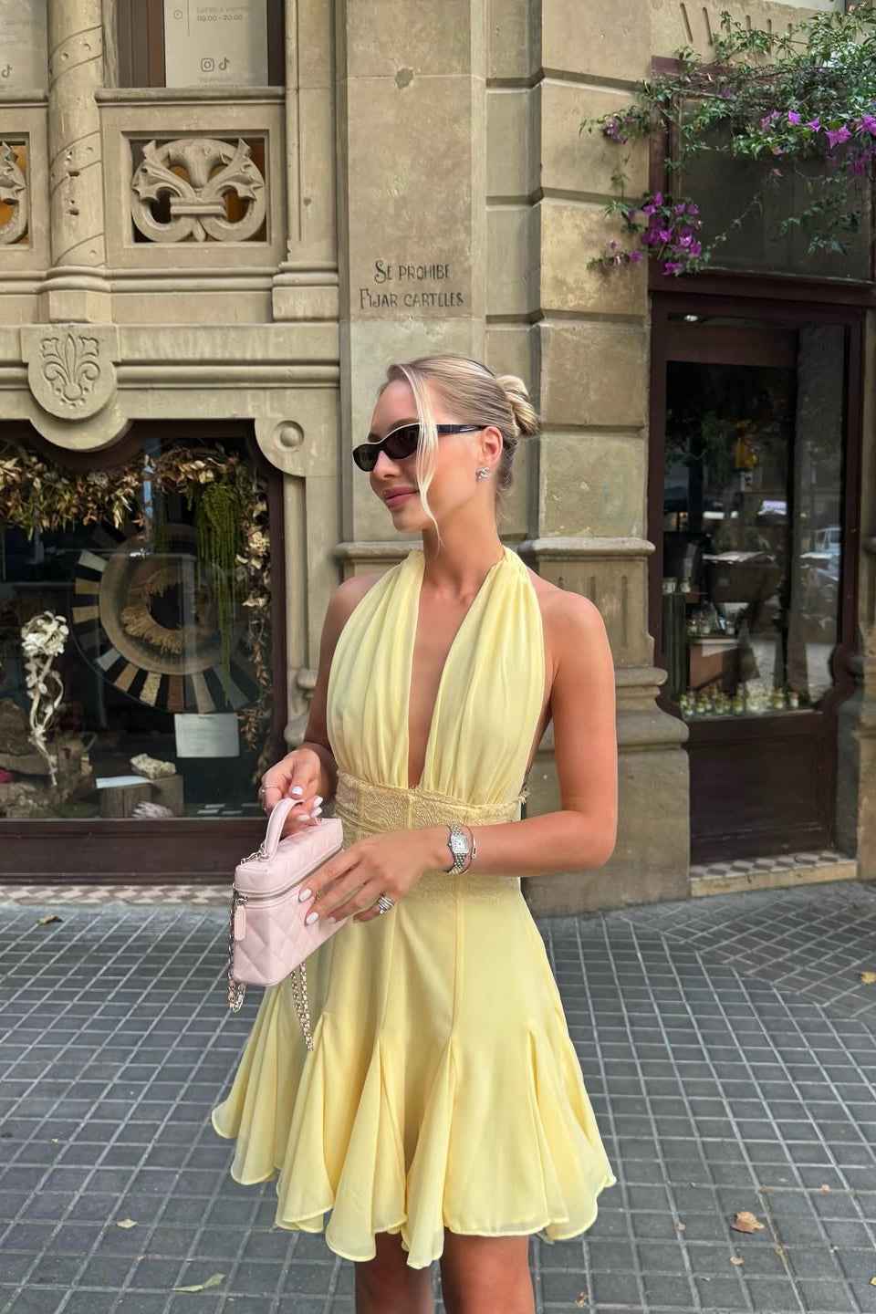 Glamorous Daffodil | SLEEVELESS BACKLESS MINI HOMECOMING EVENING DRESS