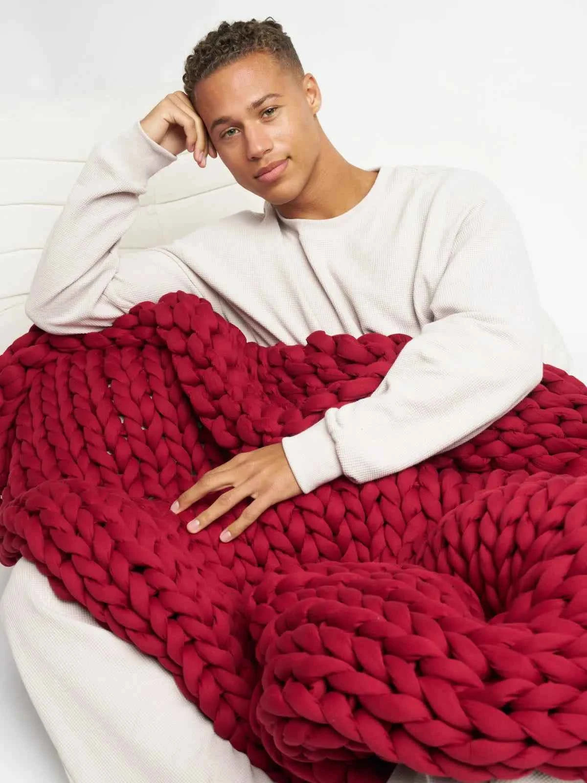 Hand-Knitted Cotton Weighted Blanket