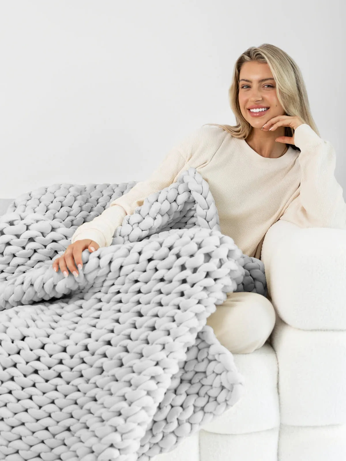 Hand-Knitted Cotton Weighted Blanket