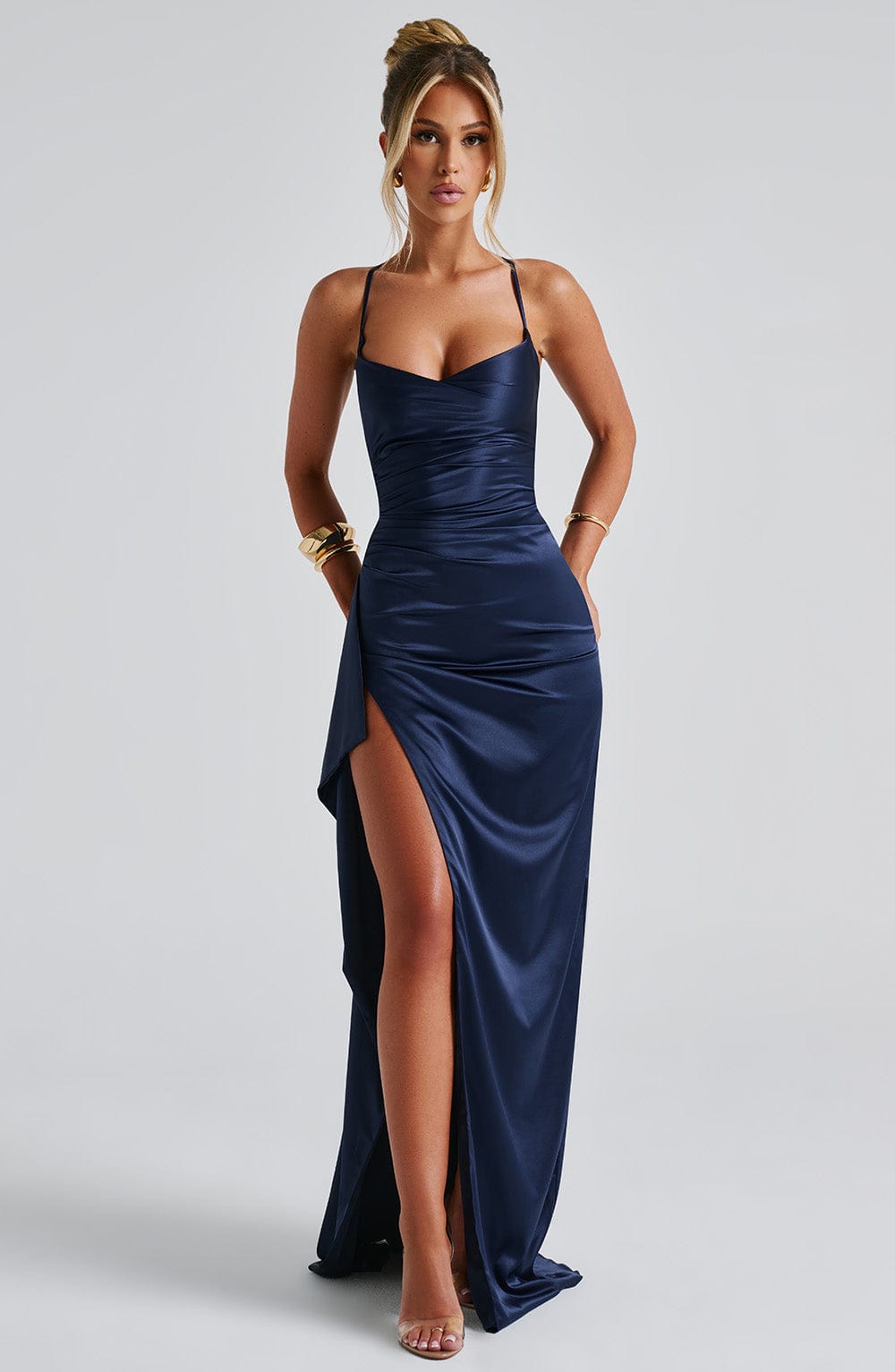 Helen Navy Maxi Dress - ICYBOO