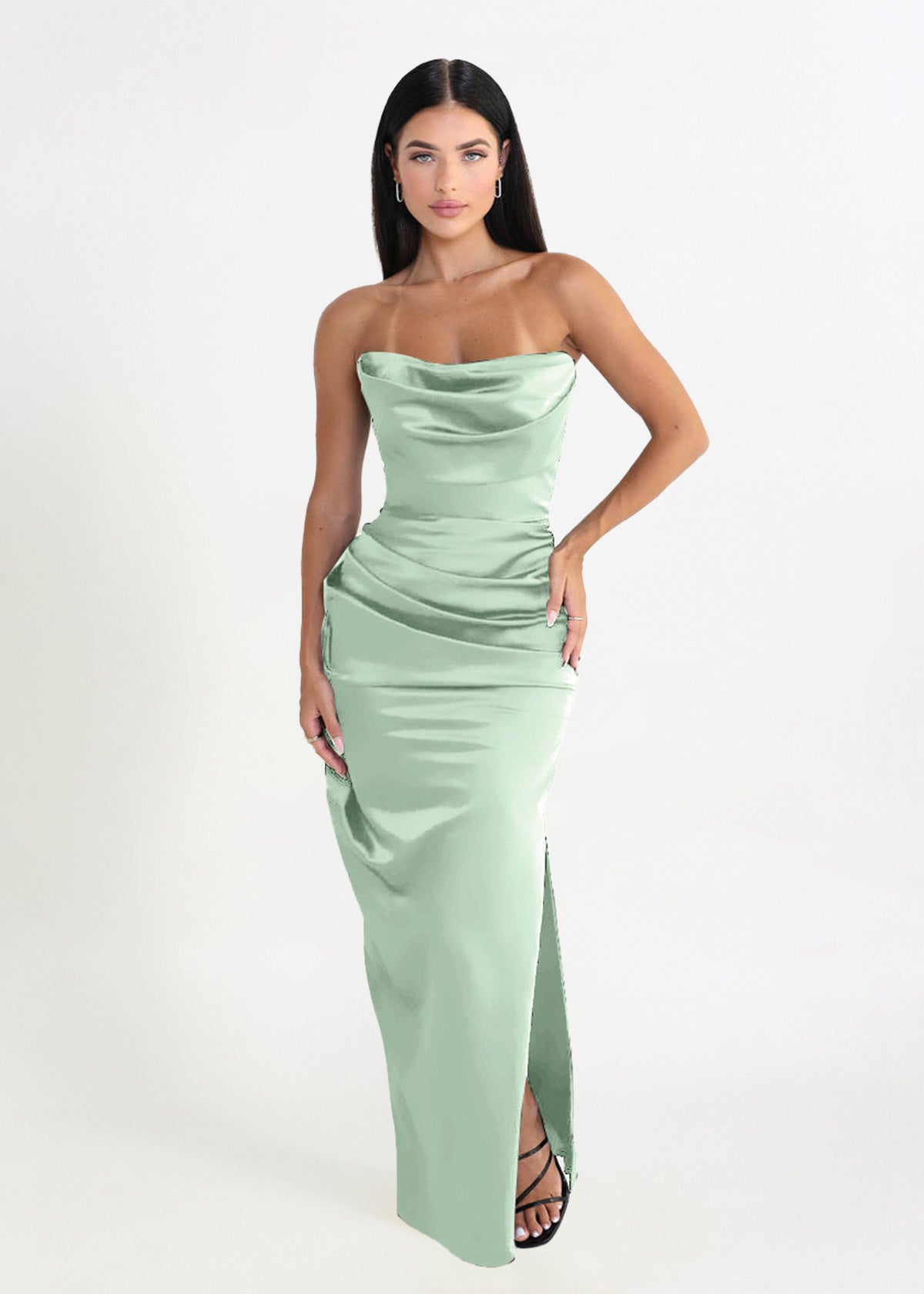 Adrienne Corset Maxi in Sage Green - ICYBOO