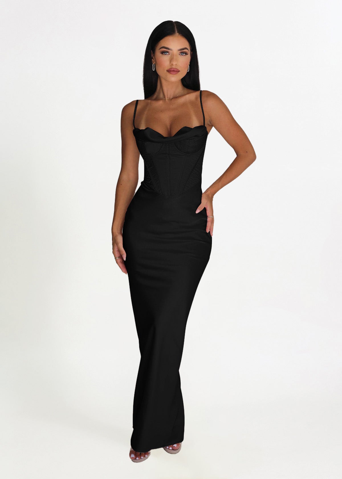 Charmaine Corset Gown in Black - ICYBOO