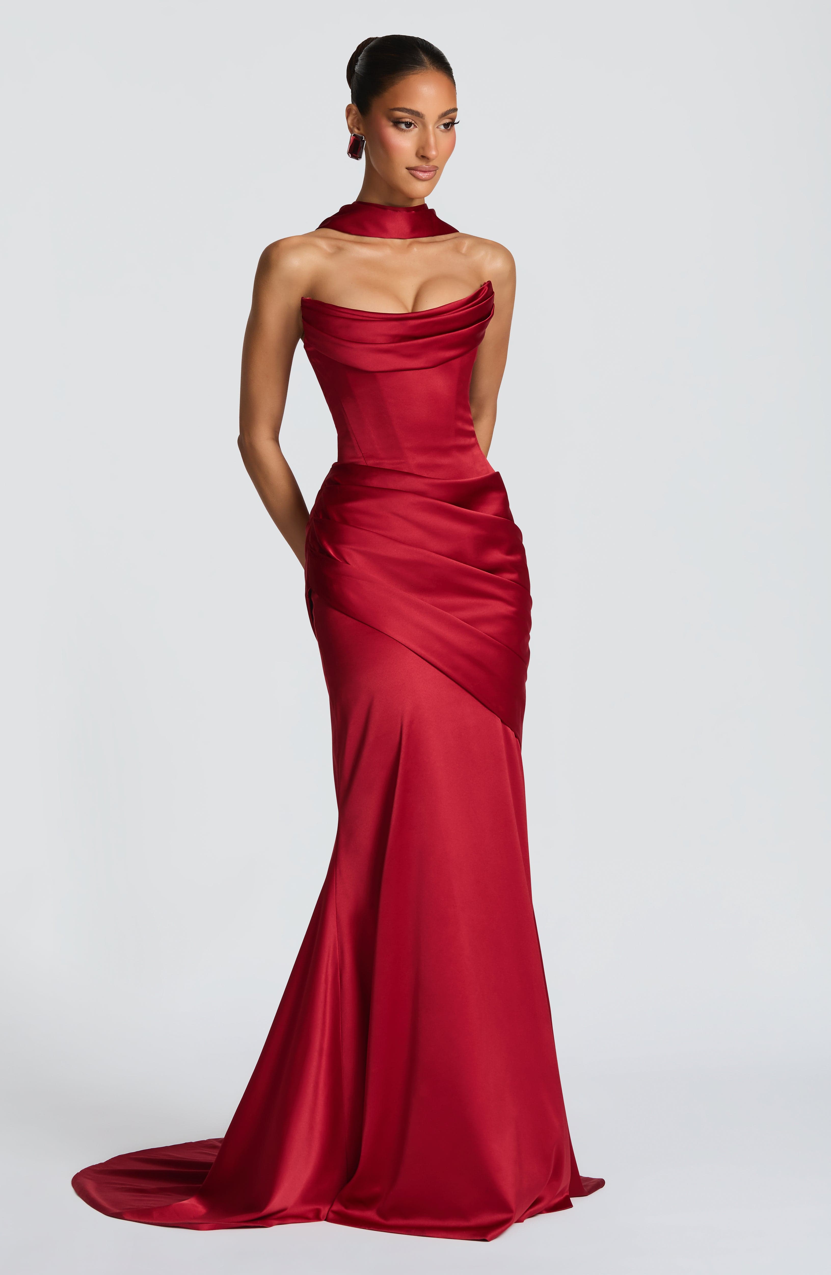 Deep Red Kensington Maxi Dress - ICYBOO