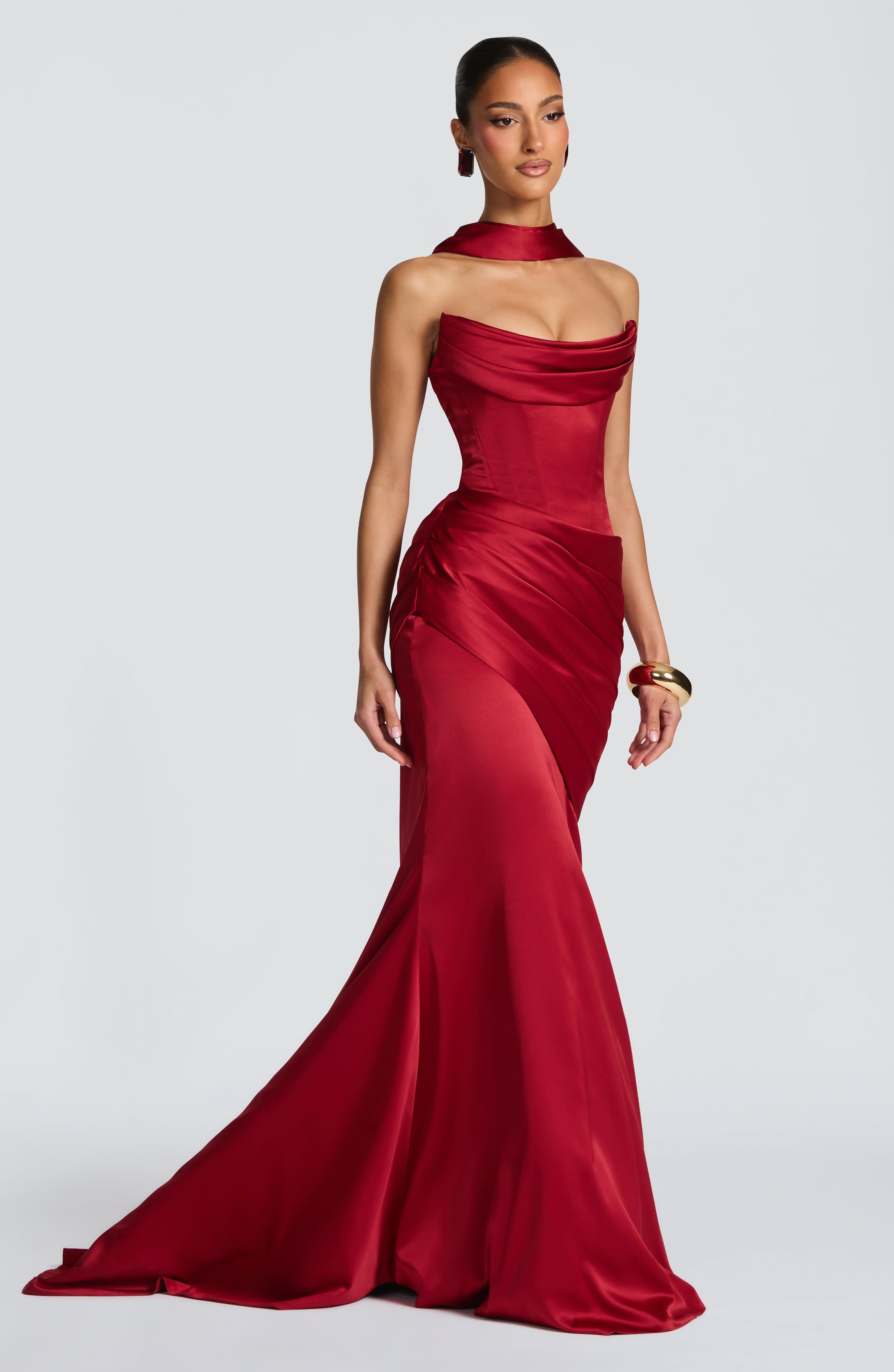 Deep Red Kensington Maxi Dress - ICYBOO