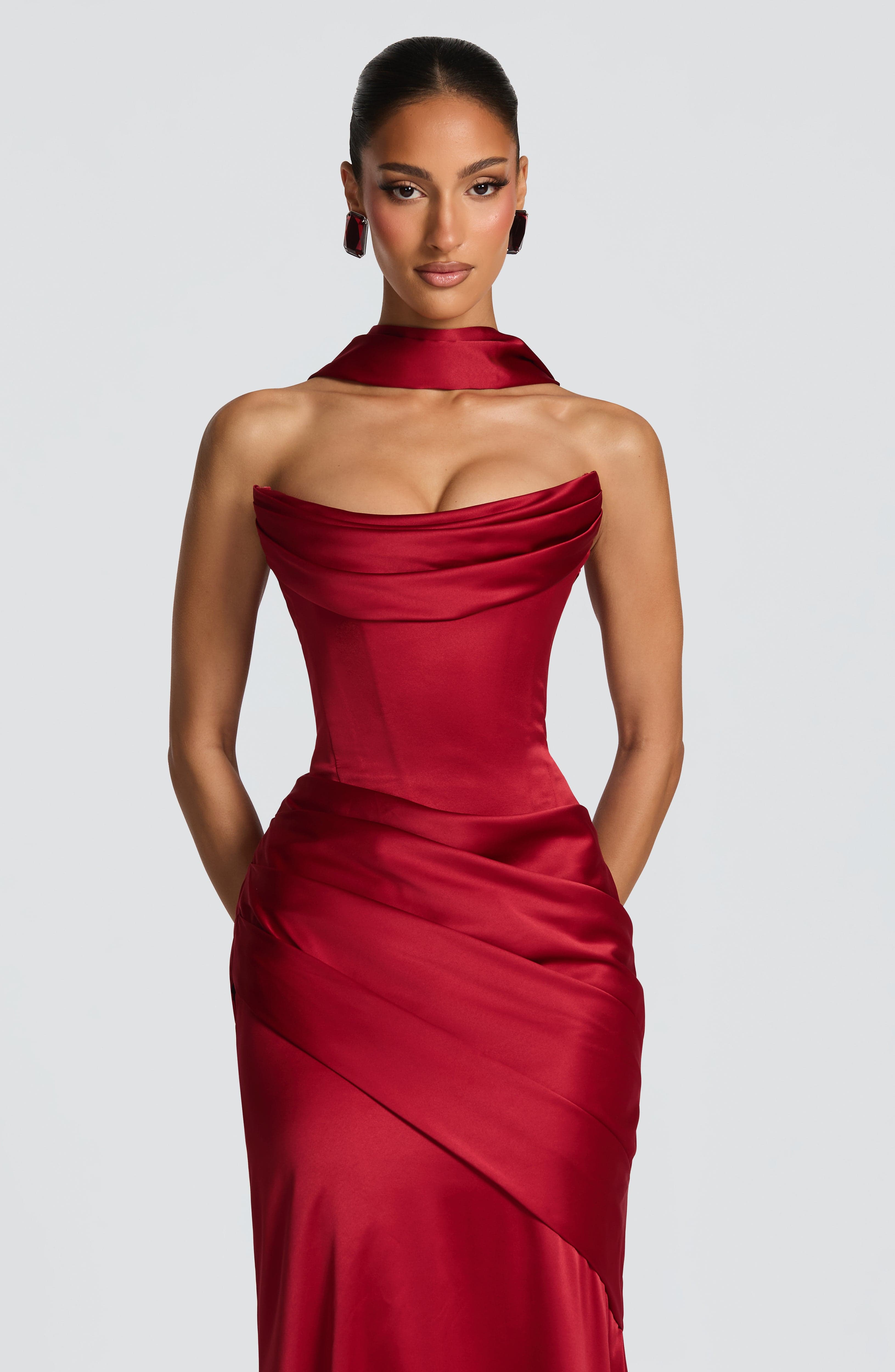 Deep Red Kensington Maxi Dress - ICYBOO