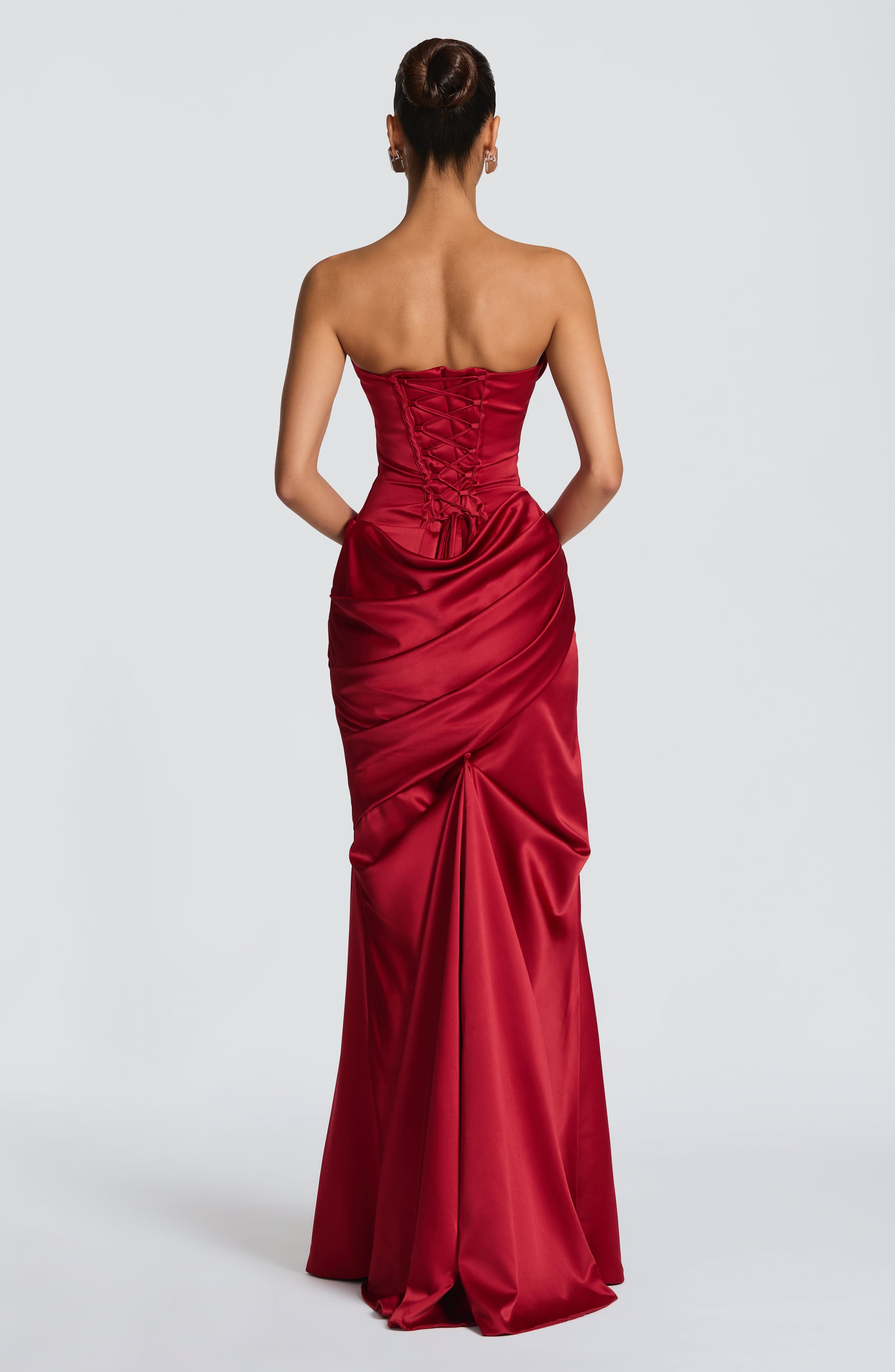Deep Red Kensington Maxi Dress - ICYBOO