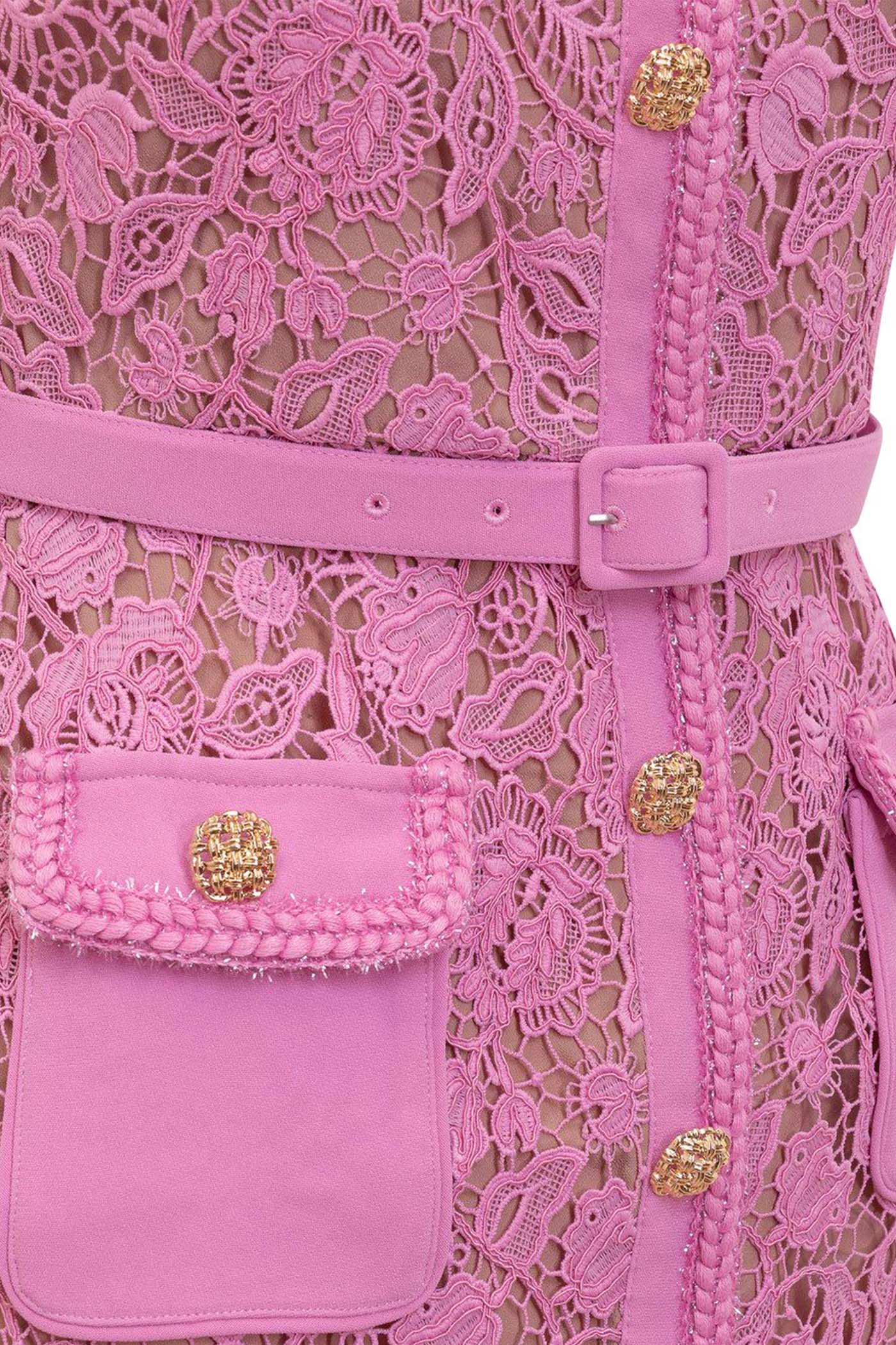 Exquisite Short Sleeve Lace Midi Dress - Rose - ICYBOO