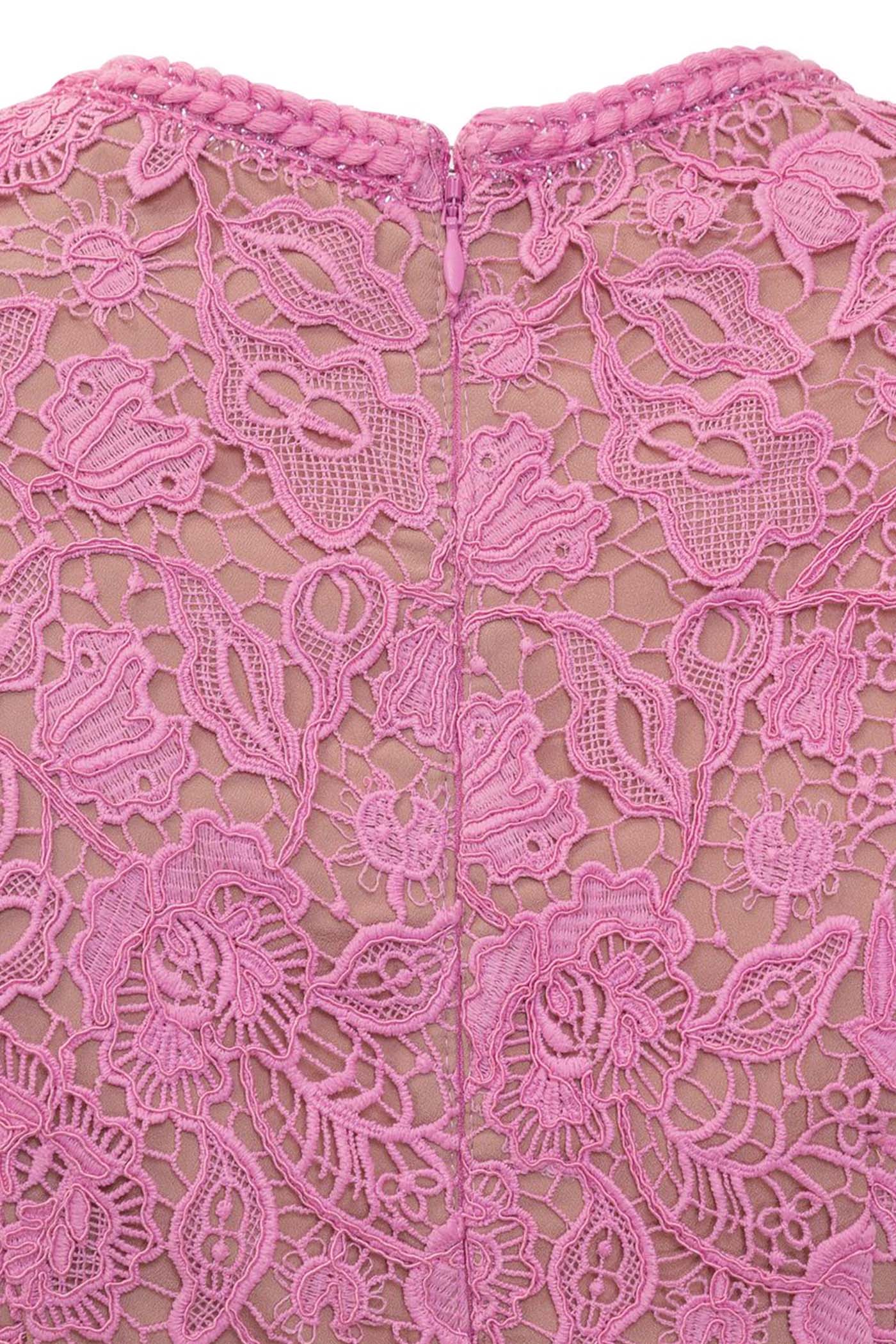Exquisite Short Sleeve Lace Midi Dress - Rose - ICYBOO