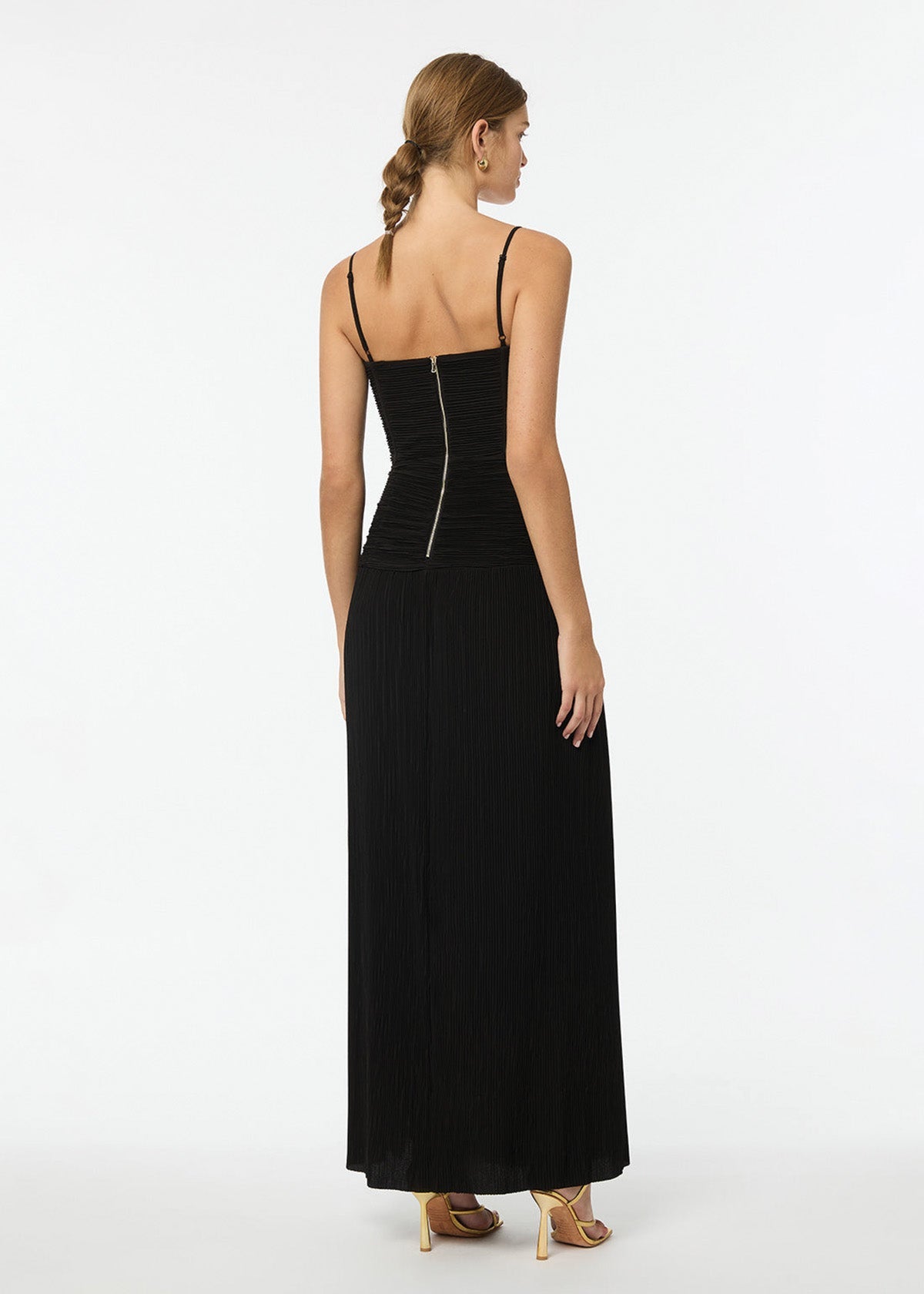 Double Time Pleat Dress in Black - ICYBOO