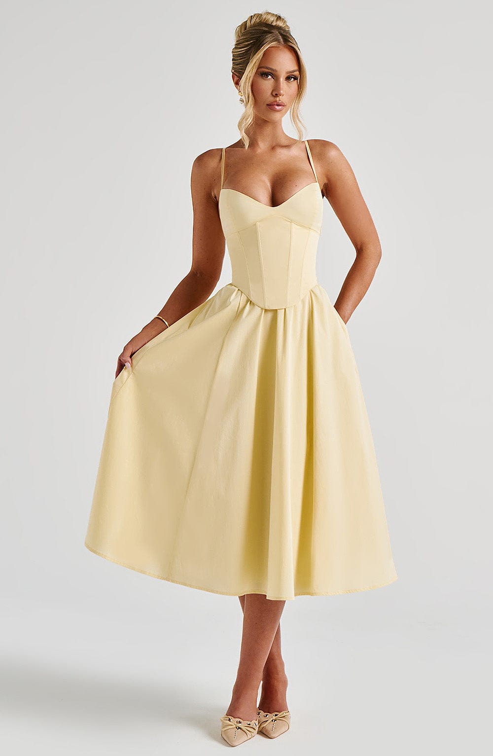 Mariella Lemon Midi Dress - ICYBOO