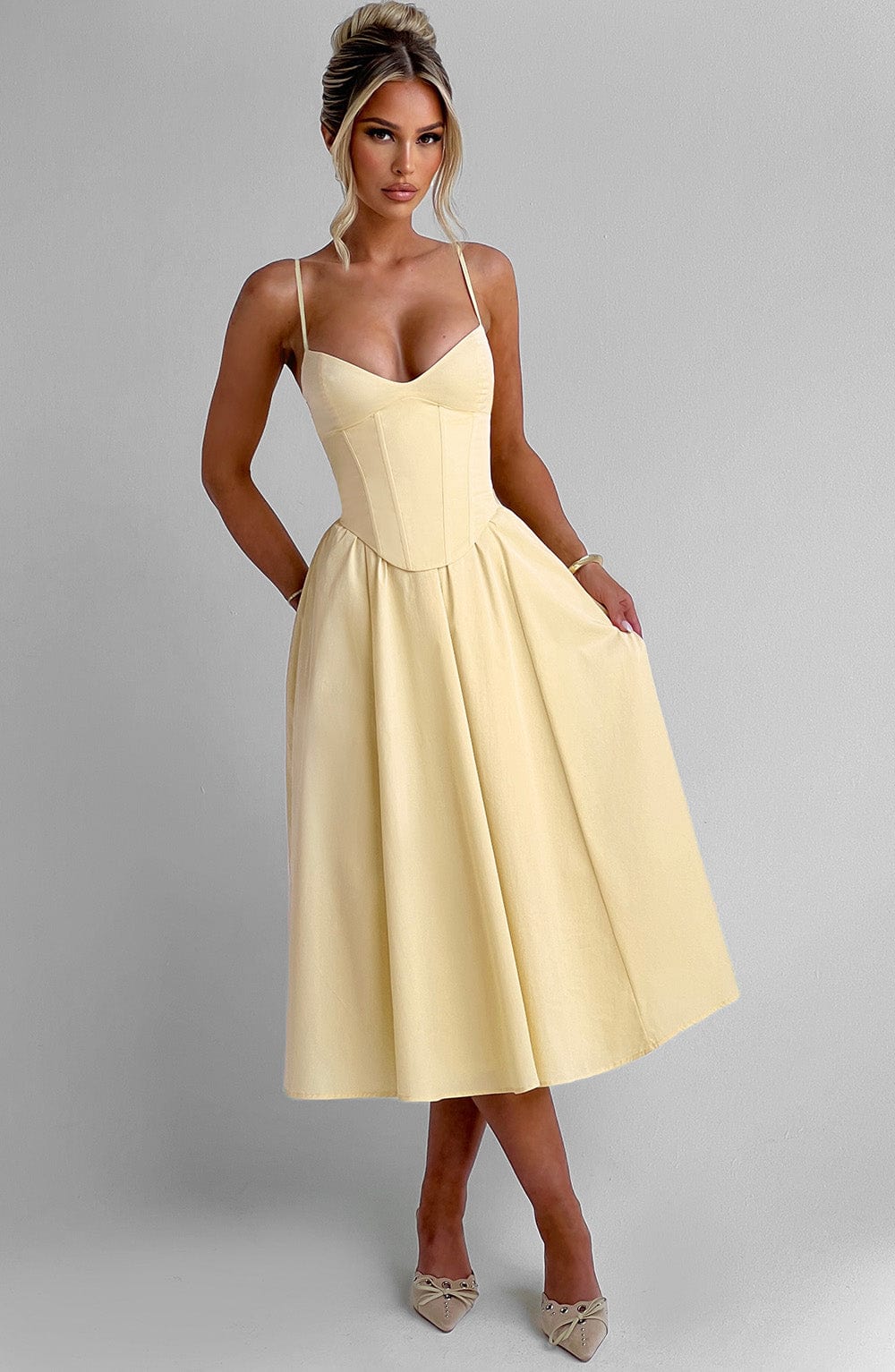 Mariella Lemon Midi Dress - ICYBOO