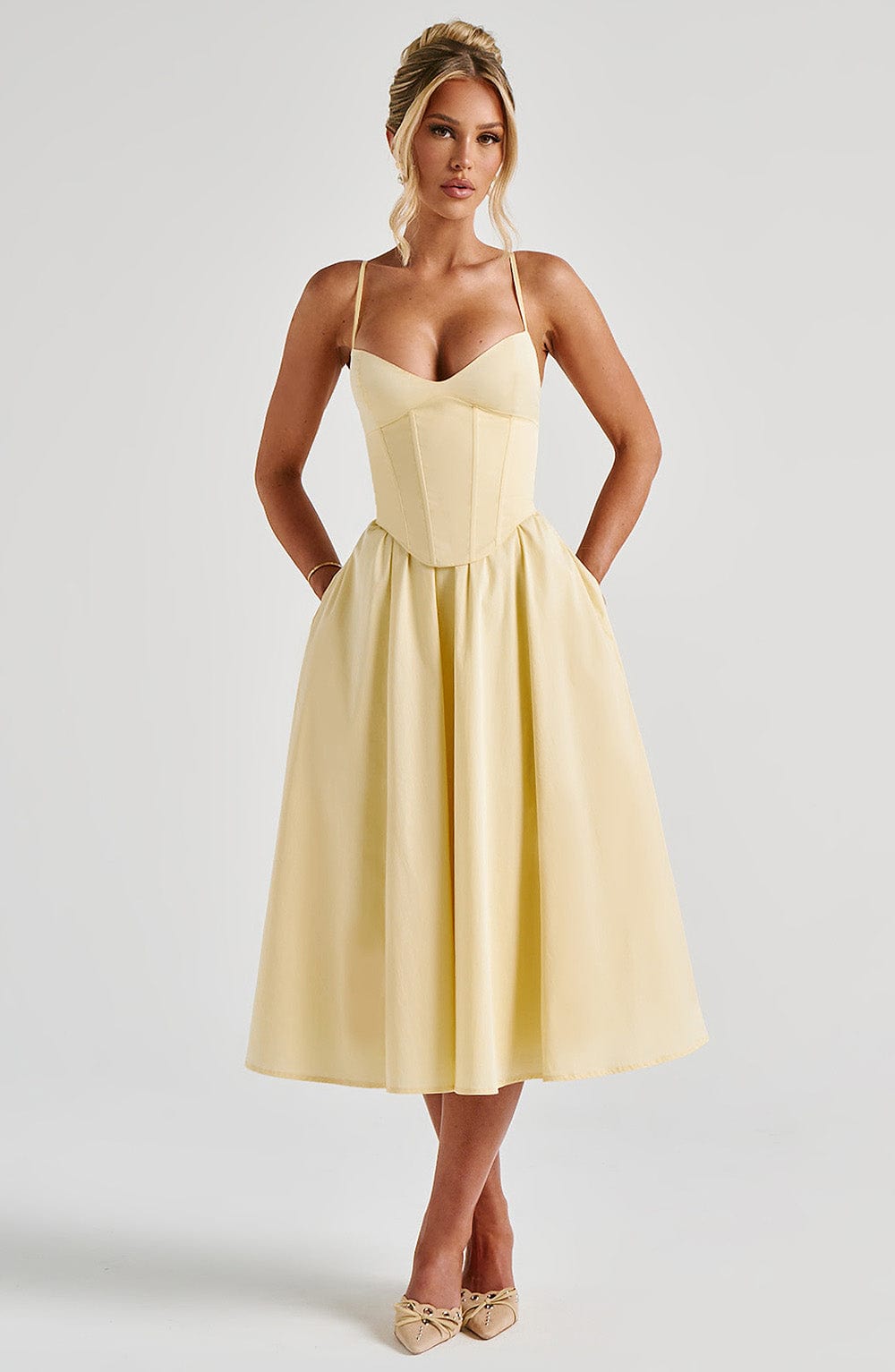Mariella Lemon Midi Dress - ICYBOO