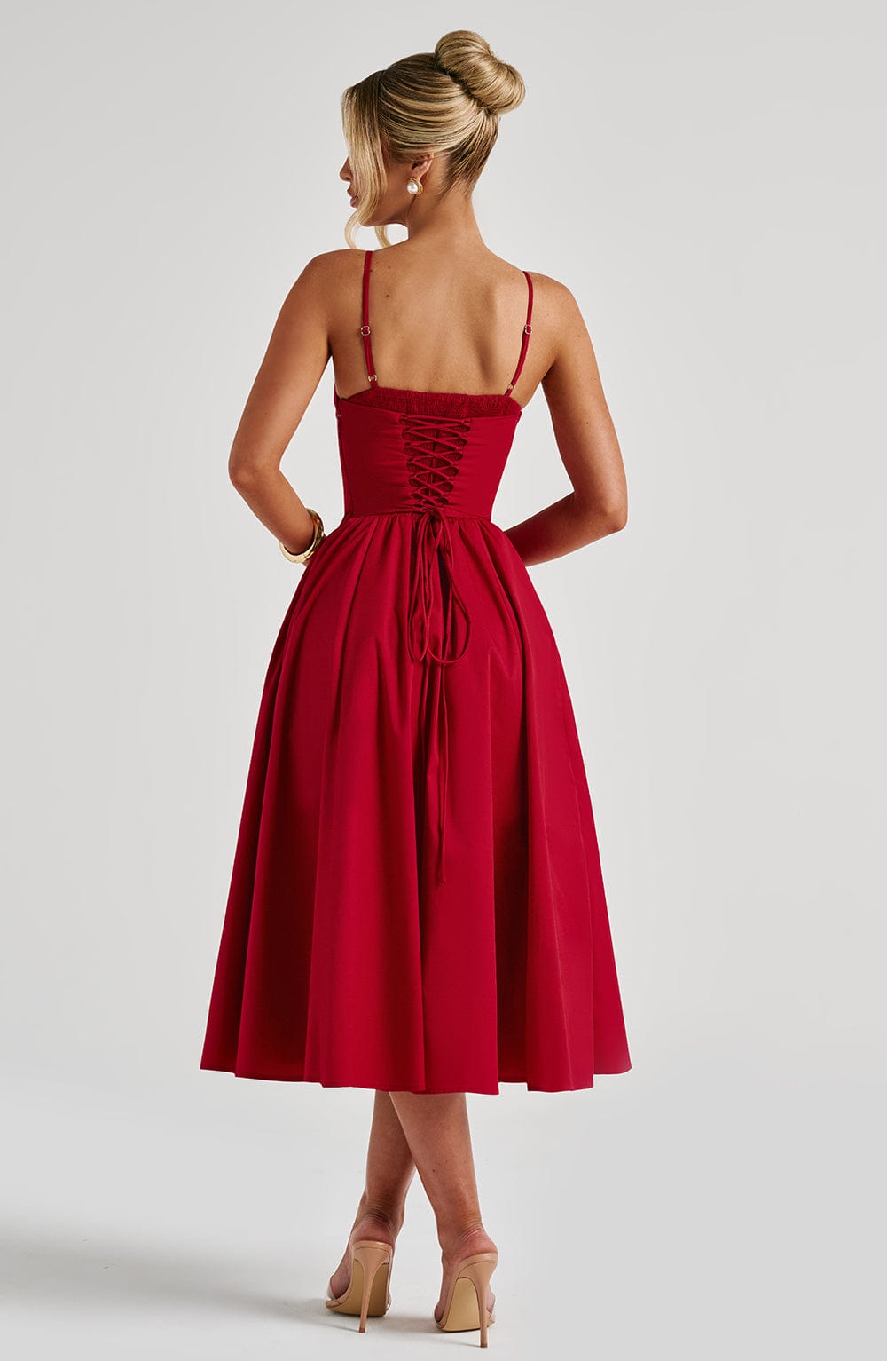 Mariella Red Midi Dress - ICYBOO