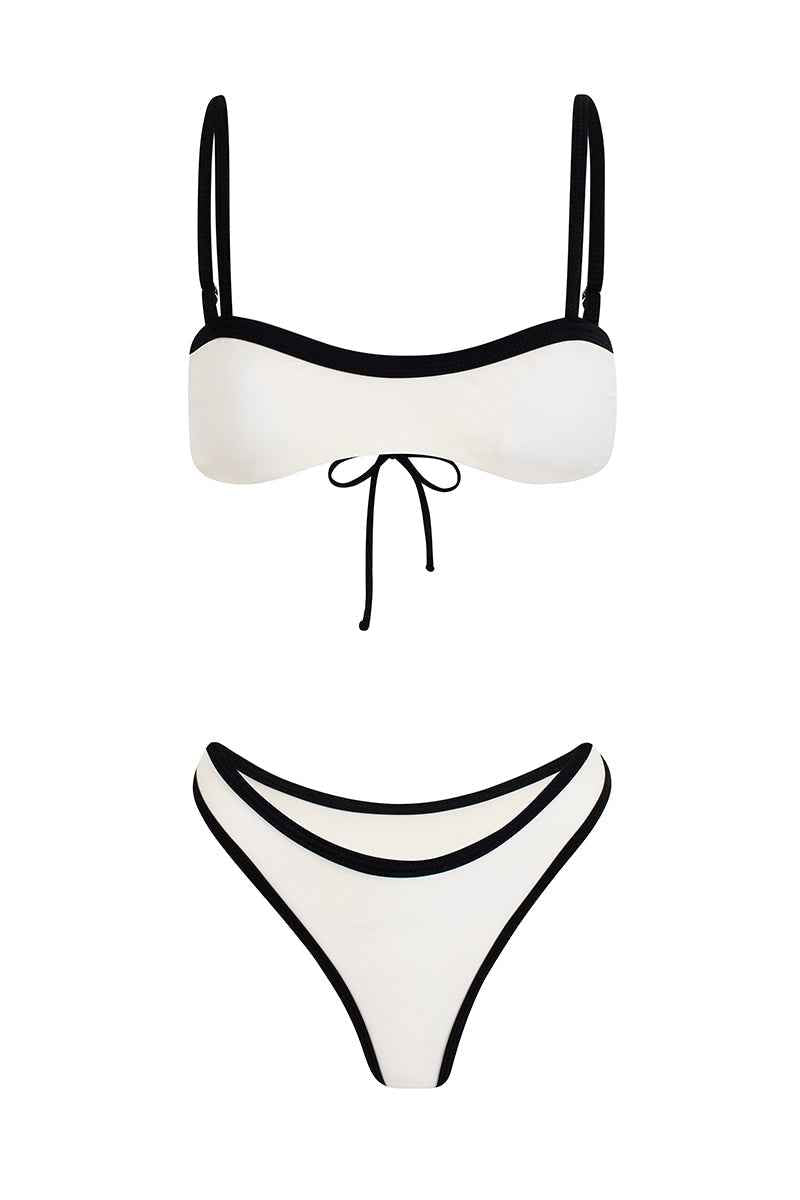 Mi Amor Elegant Adjustable Strap Summer Bikini - Pearl